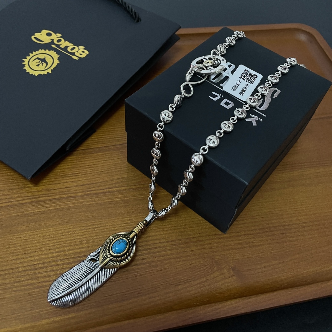 💰150【新品上架】Goro’s高桥吾郎 复古羽毛吊坠 经典高桥项链  顶级版本 认准独家拍摄 主攻高端市场 绝对区别普通版本!图片产品细节与ZP一致!原版制作工艺 精工品质 纯手工打造 ~正品开模💝潮流时尚必备 男女均可佩戴 情侣款同款 摇滚朋克泰银风格 复古元素 潮流百搭 官网同款❤️