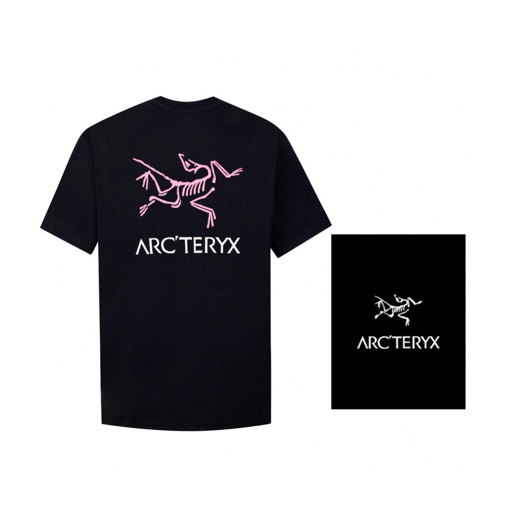 ARC'TERYX 始祖鸟 24ss短袖T恤 粉色标志性小鸟LOGO 印花黑粉