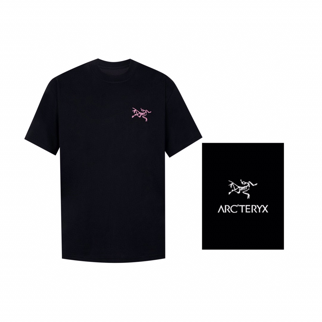 ARC’TERYX 始祖鸟 24ss短袖T恤 粉色标志性小鸟LOGO 印花黑粉