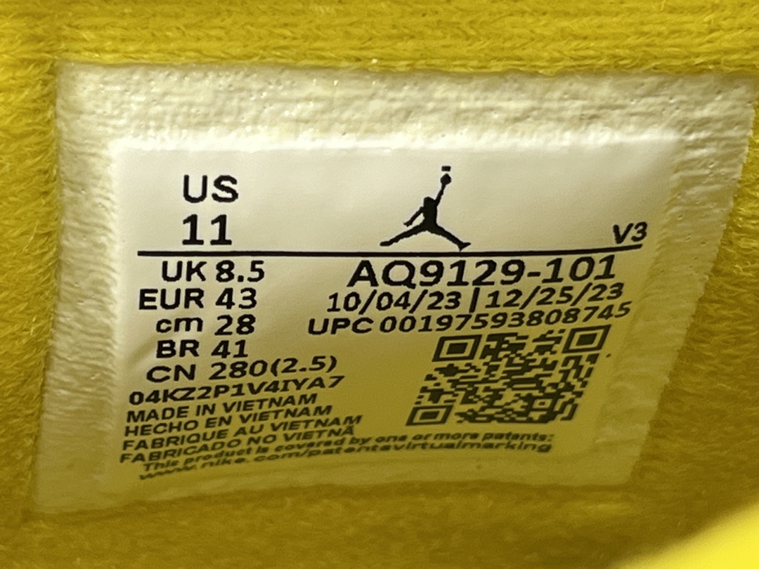 OG纯原出品-JordanAirJordan4VividSulfurAJ4黑白黄AQ9129-101AJ