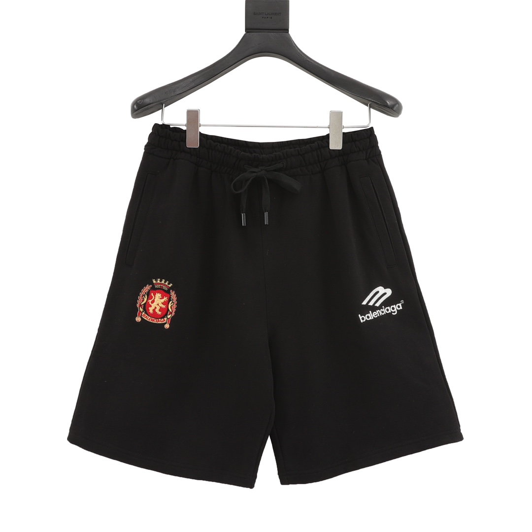 Balenciaga Vêtements Shorts Noir Rouge Broderie de fleurs Coton Peu importe