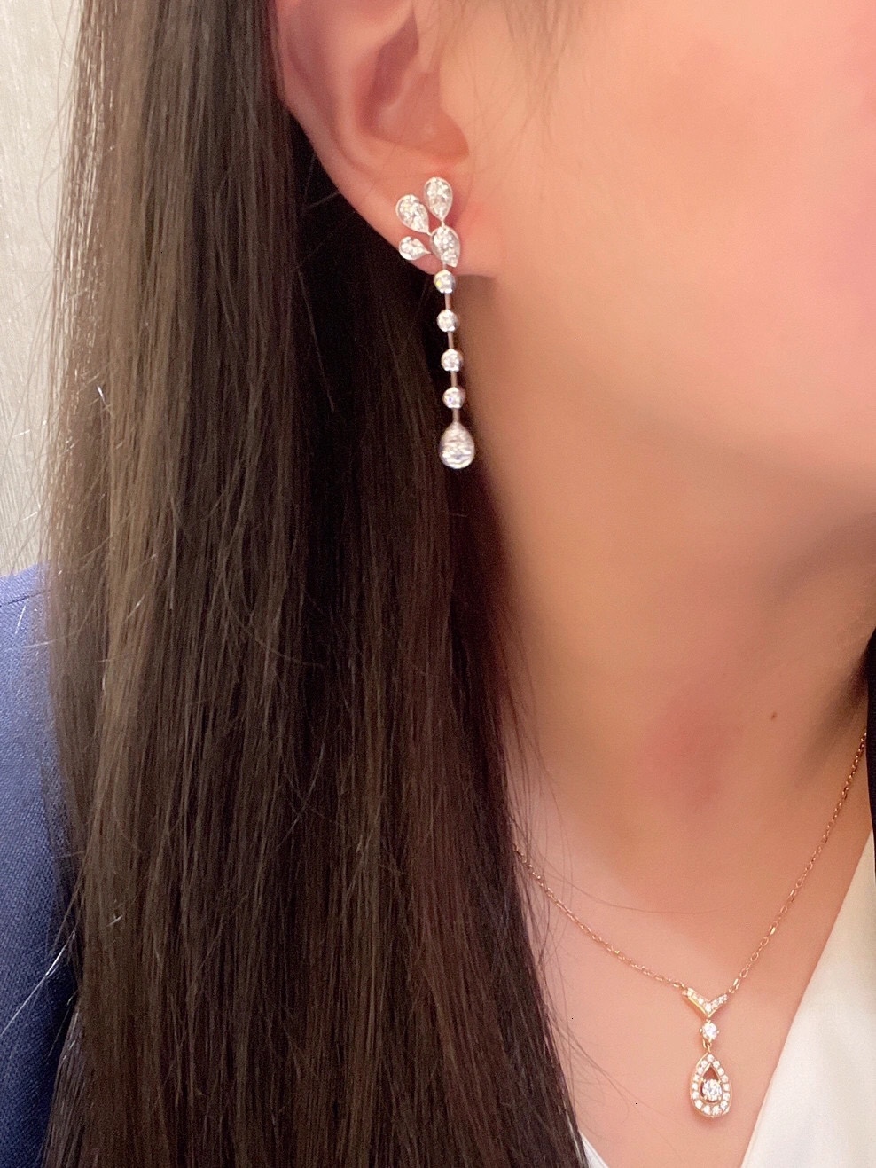 [Niche Series Jewelry]206213 [Our Product] Water Drop Earrings Real gold diamo