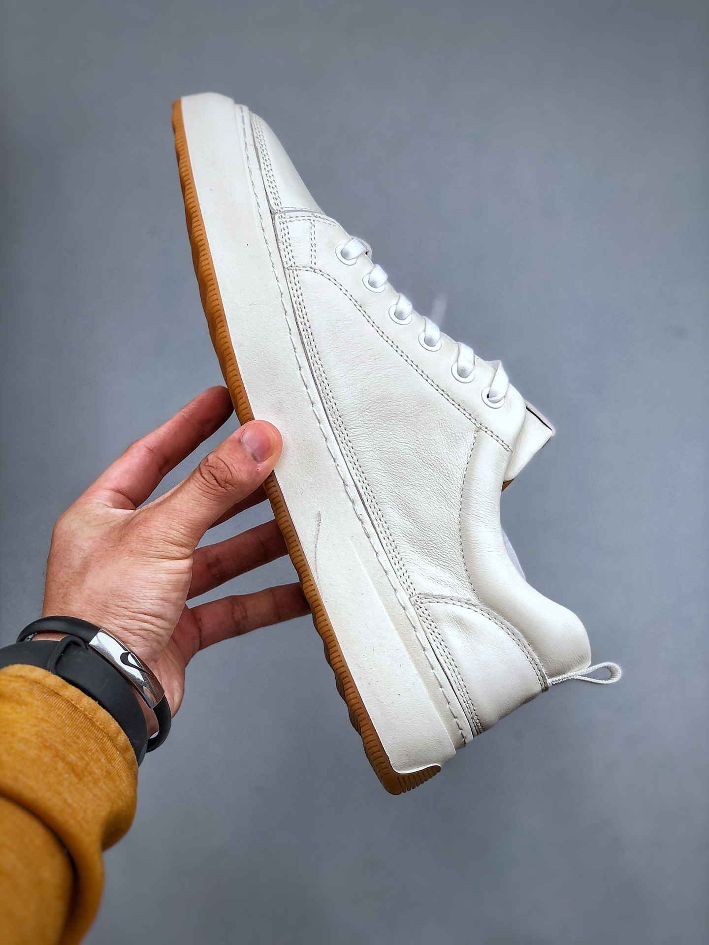ECCO 2024 popular men's casual all-match casual white shoes