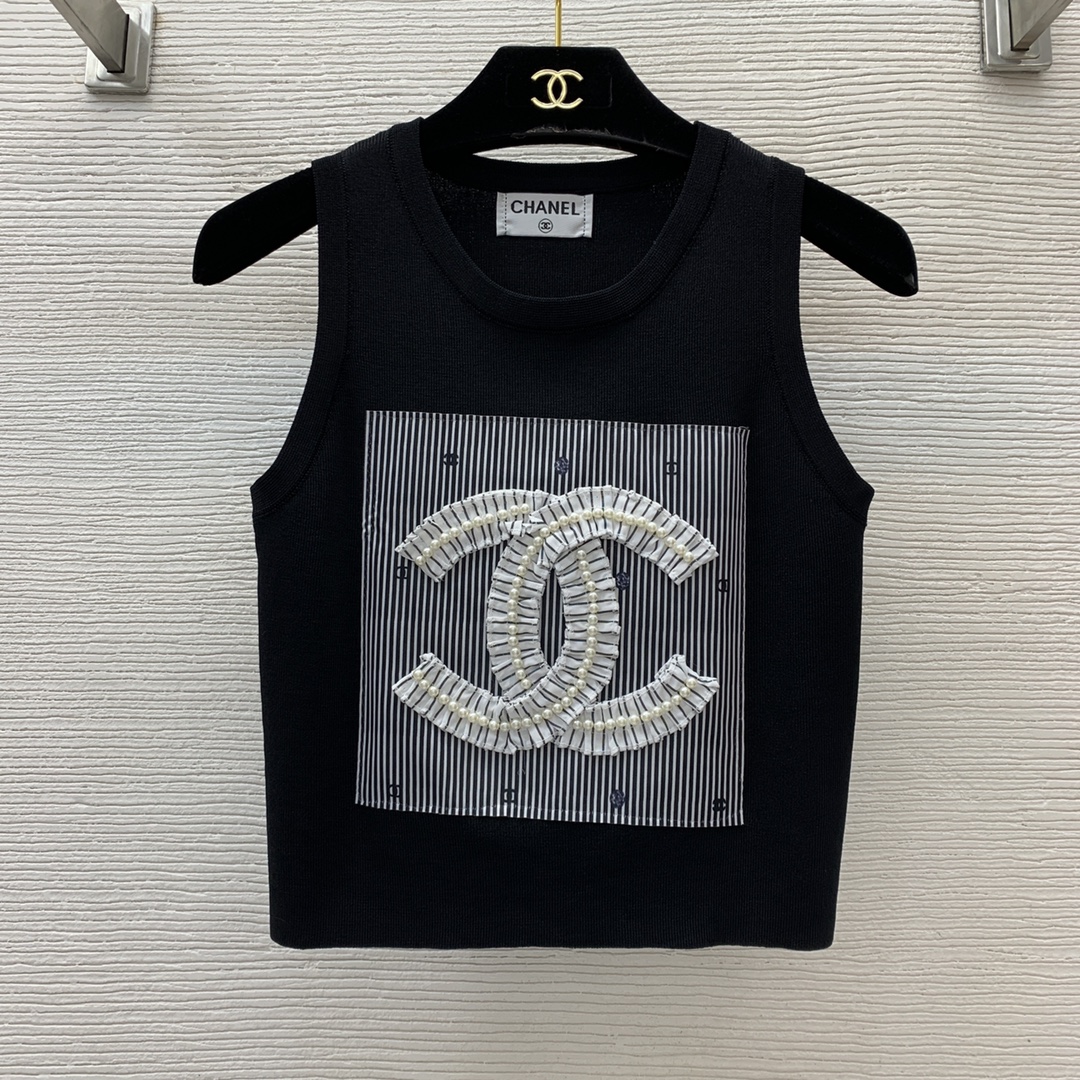 Is it OK to buy
 Chanel AAAAA
 Clothing Shirts & Blouses Tank Tops&Camis Black White Knitting Summer Collection