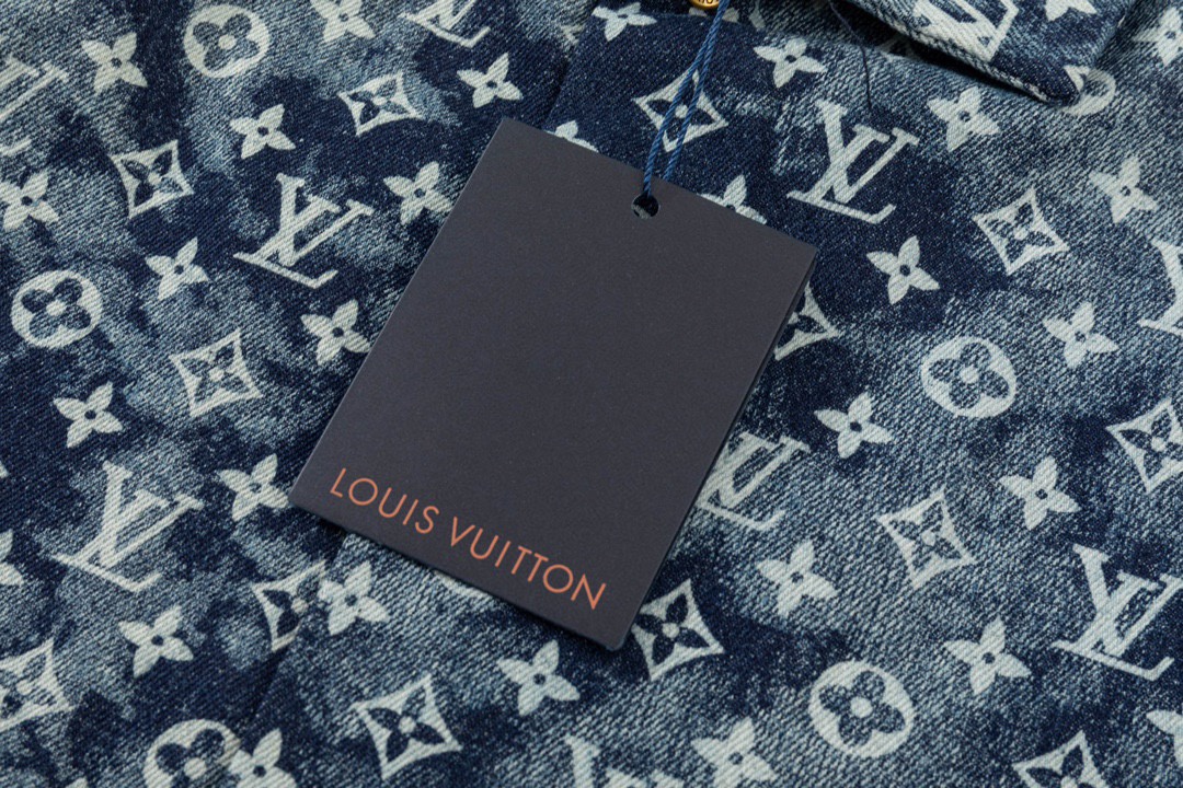 路易威登/Louis Vuitton 夏季 老花满印水洗牛仔翻领衬衫