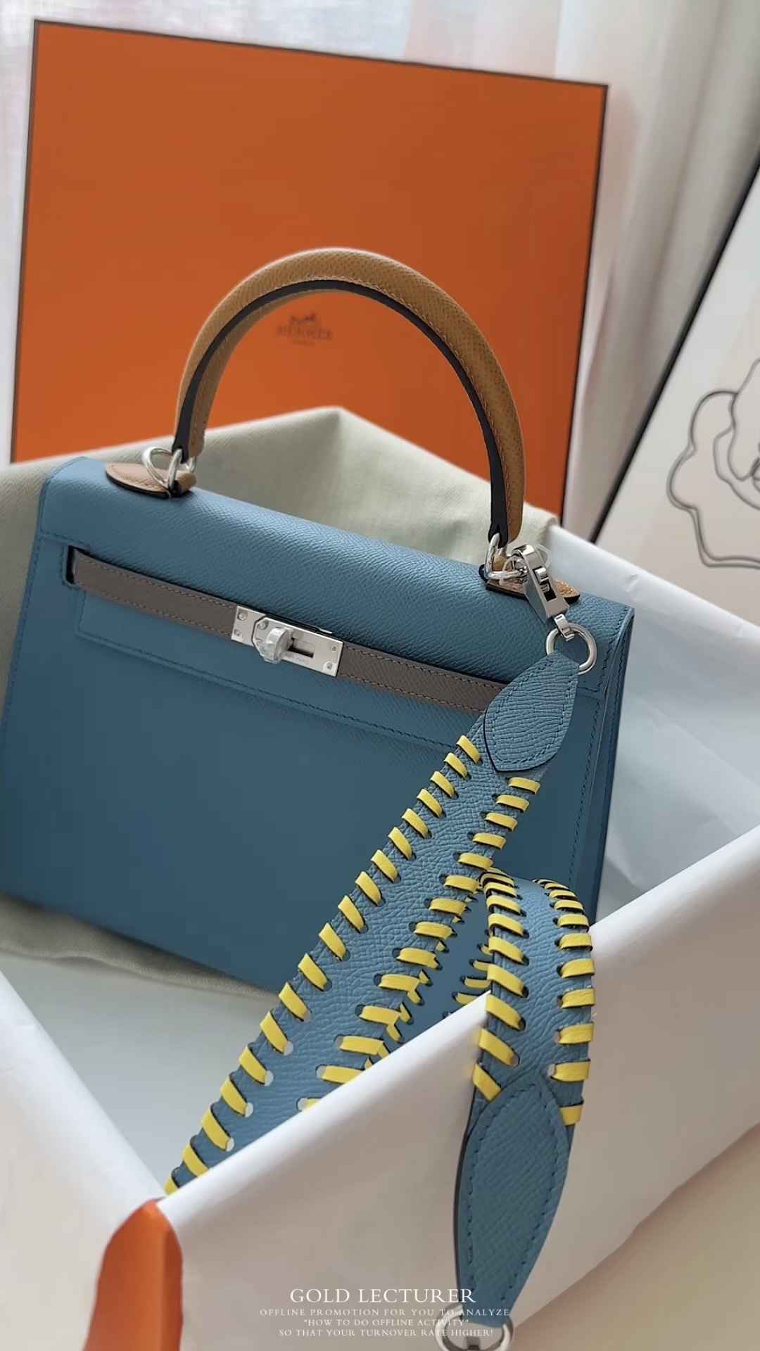 Hermes Kelly Handbags Crossbody & Shoulder Bags Blue Denim Grey Tin Gray Epsom