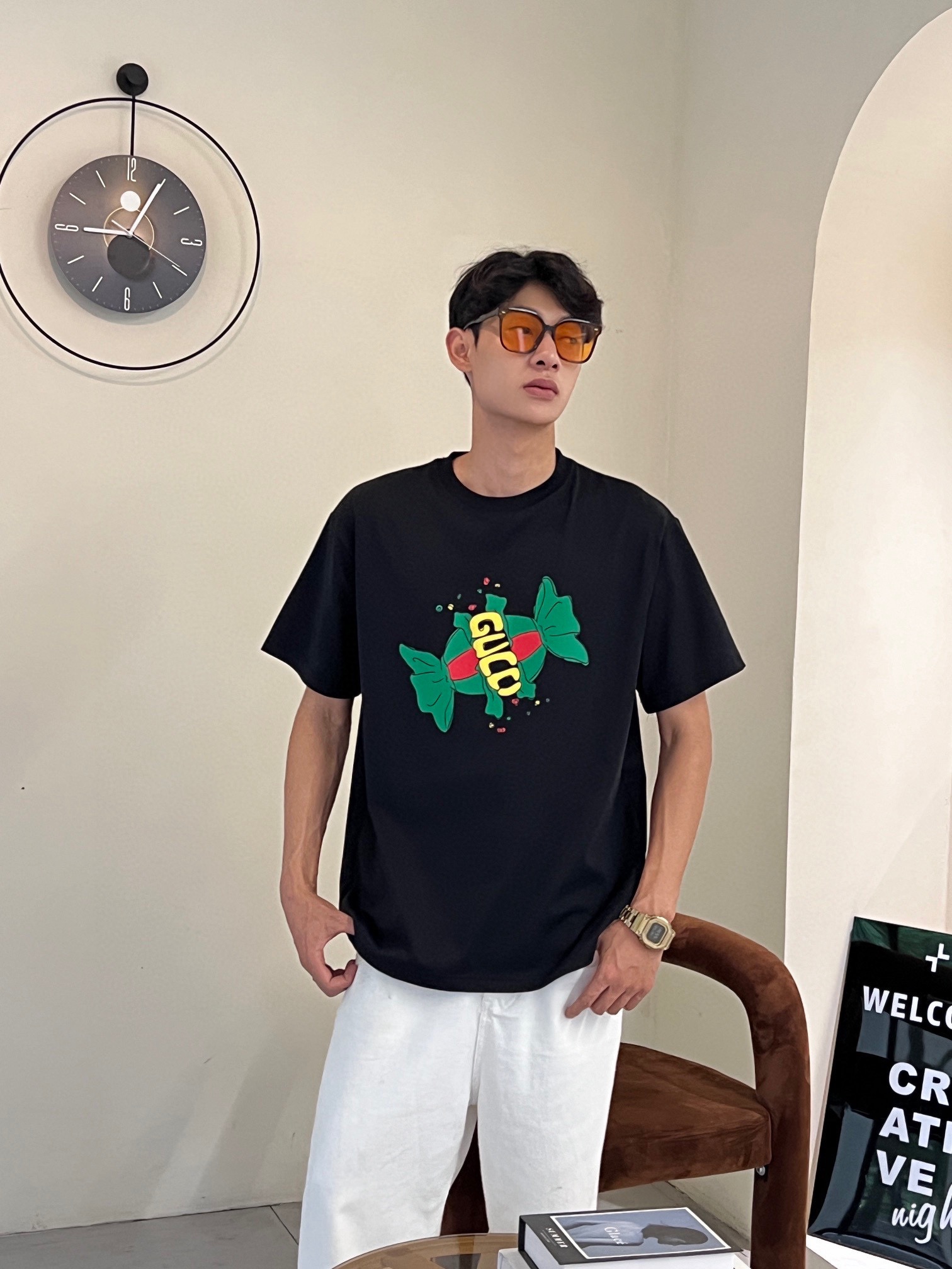 strona internetowa do zakupu repliki
 Gucci Odzież T-Shirt Drukowanie Krótki rękaw