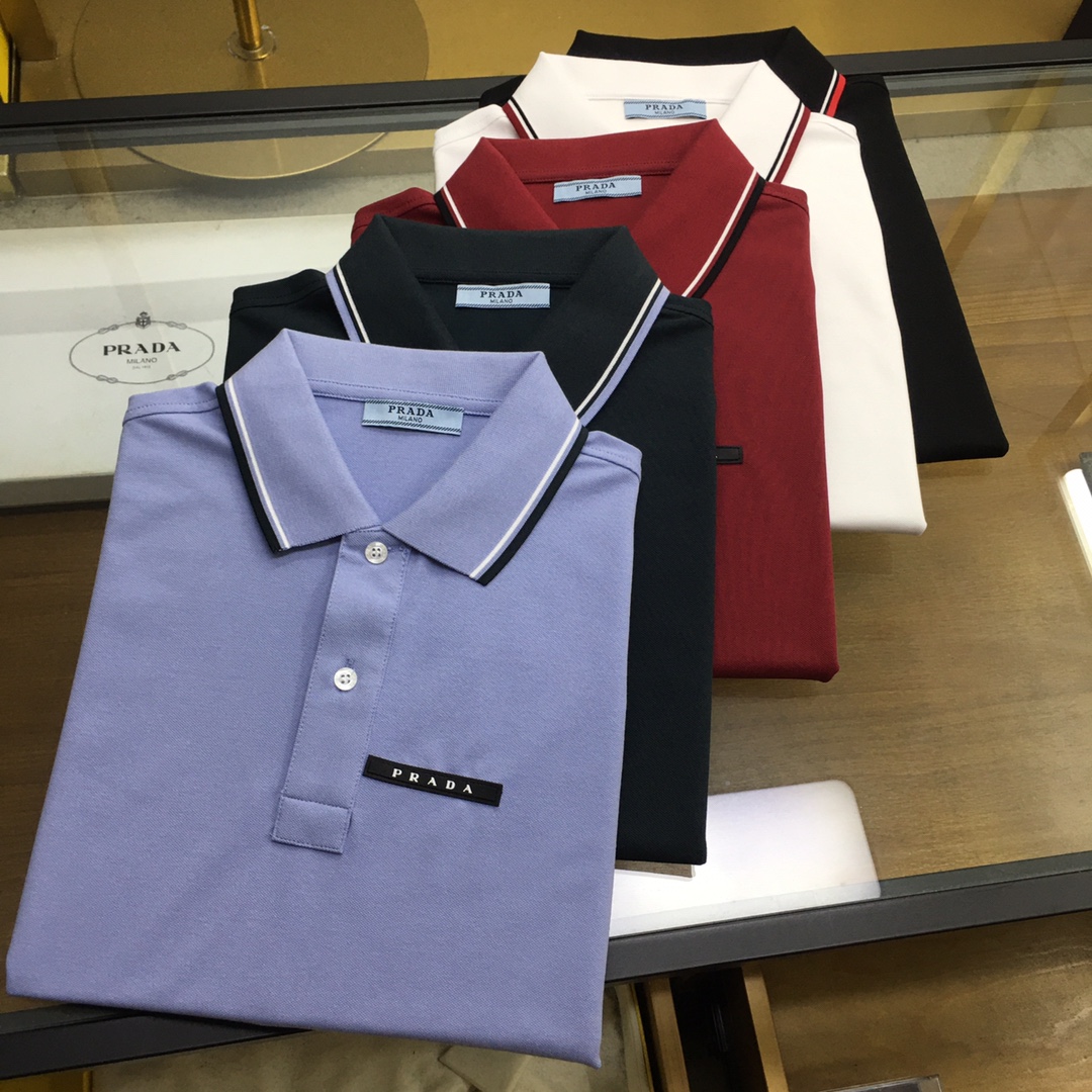 专柜新品Prad...S-2xl2024春夏新品时尚POLO/翻领短袖高级定制百搭款式任何人都可以轻松驾