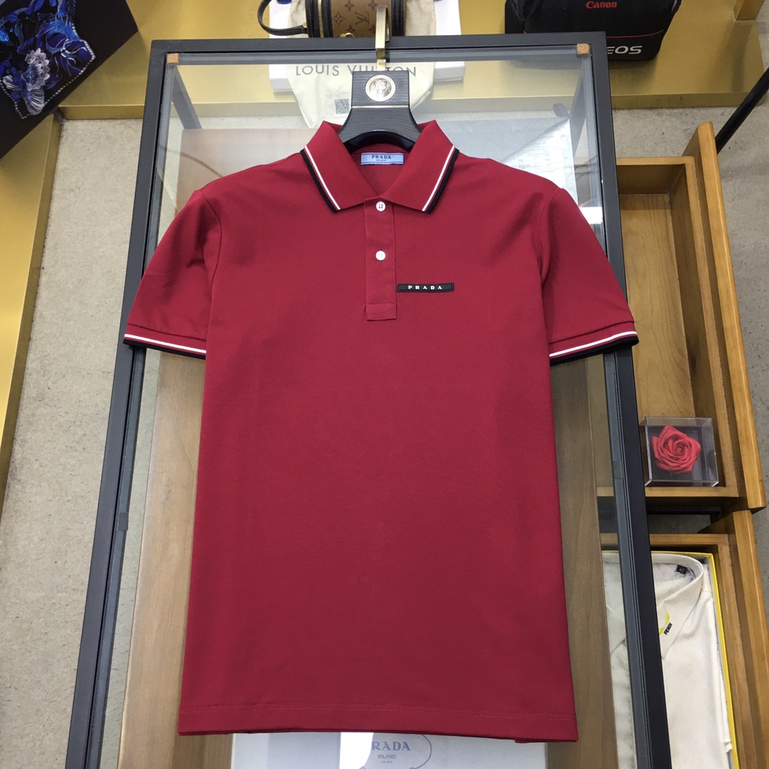 专柜新品Prad...S-2xl2024春夏新品时尚POLO/翻领短袖高级定制百搭款式任何人都可以轻松驾