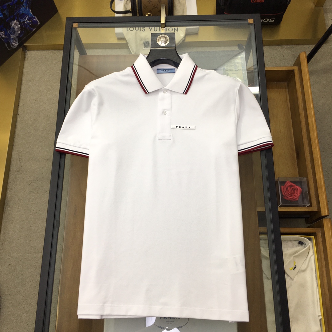 专柜新品Prad...S-2xl2024春夏新品时尚POLO/翻领短袖高级定制百搭款式任何人都可以轻松驾