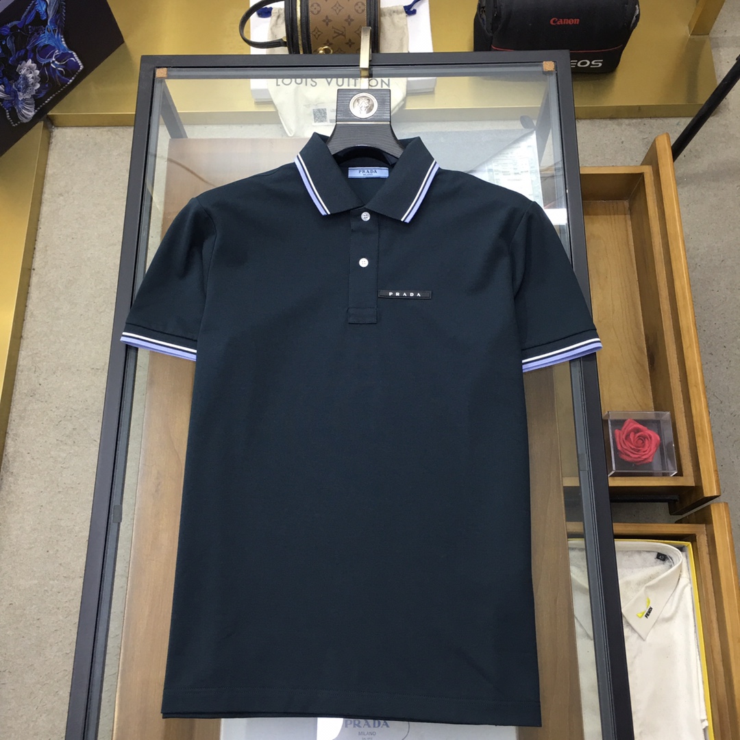 专柜新品Prad...S-2xl2024春夏新品时尚POLO/翻领短袖高级定制百搭款式任何人都可以轻松驾