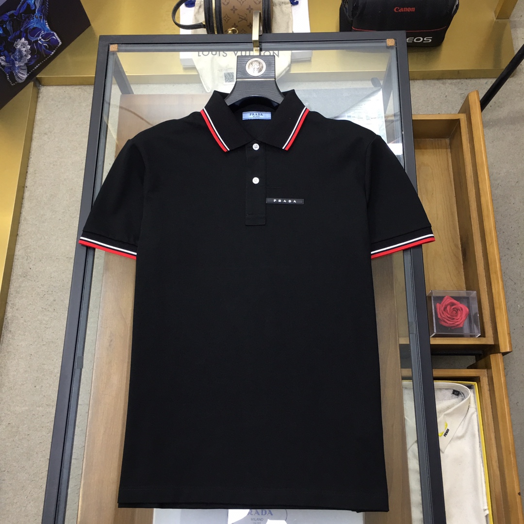 专柜新品Prad...S-2xl2024春夏新品时尚POLO/翻领短袖高级定制百搭款式任何人都可以轻松驾