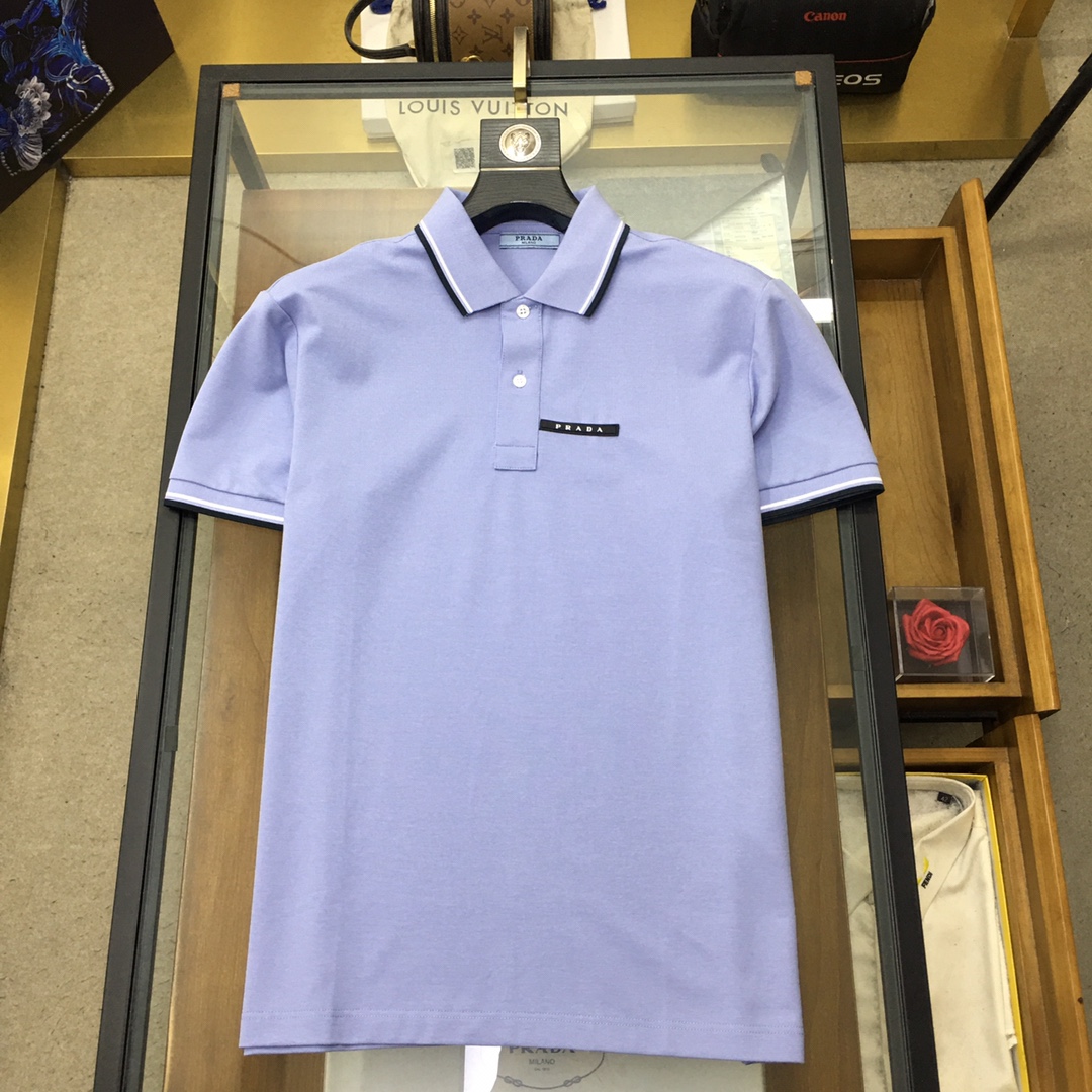 专柜新品Prad...S-2xl2024春夏新品时尚POLO/翻领短袖高级定制百搭款式任何人都可以轻松驾