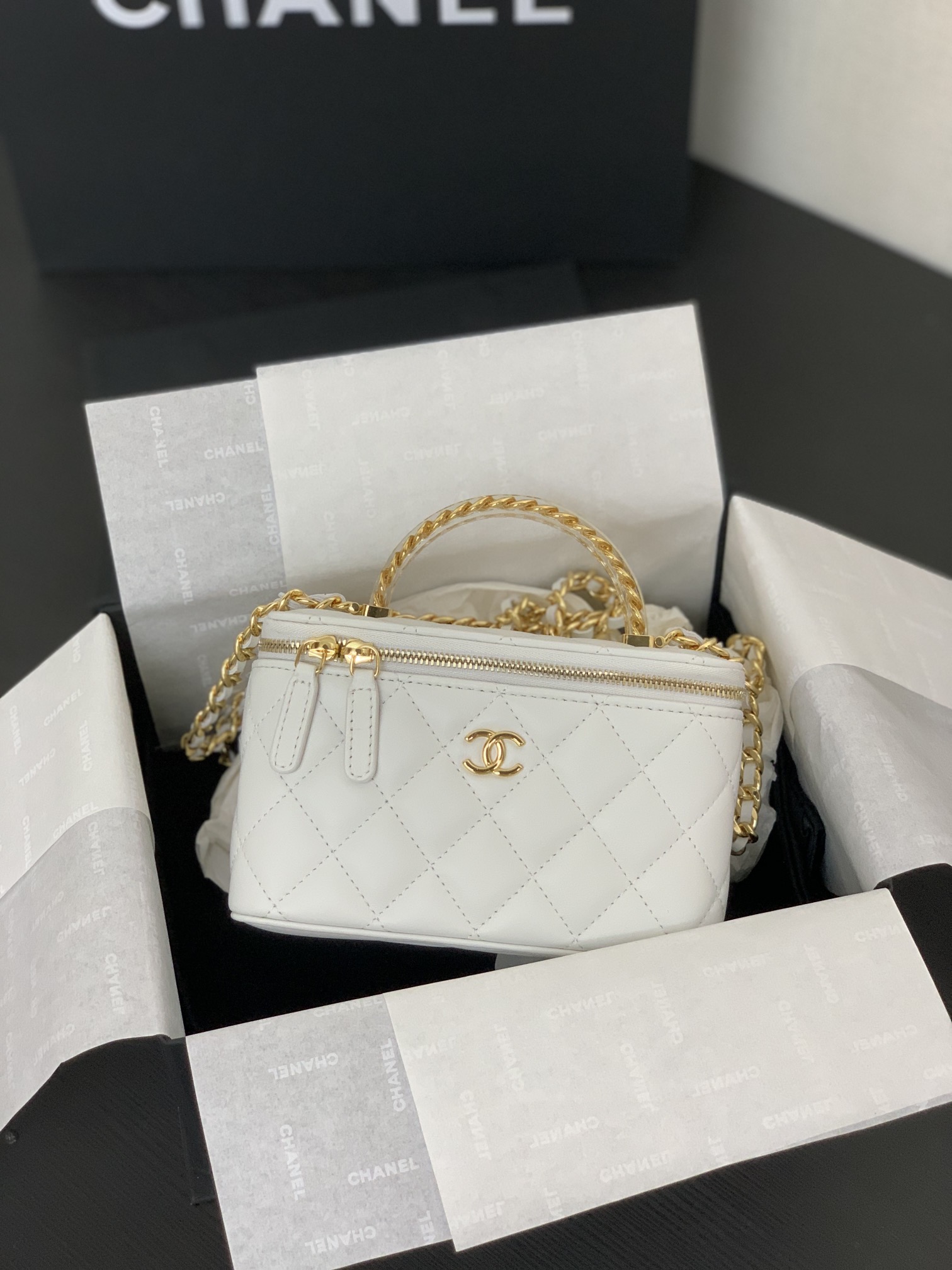 Disponible bolso de caja larga portátil transparente 24s, forma compacta ~ belleza práctica pero única, fácil de usar c…
