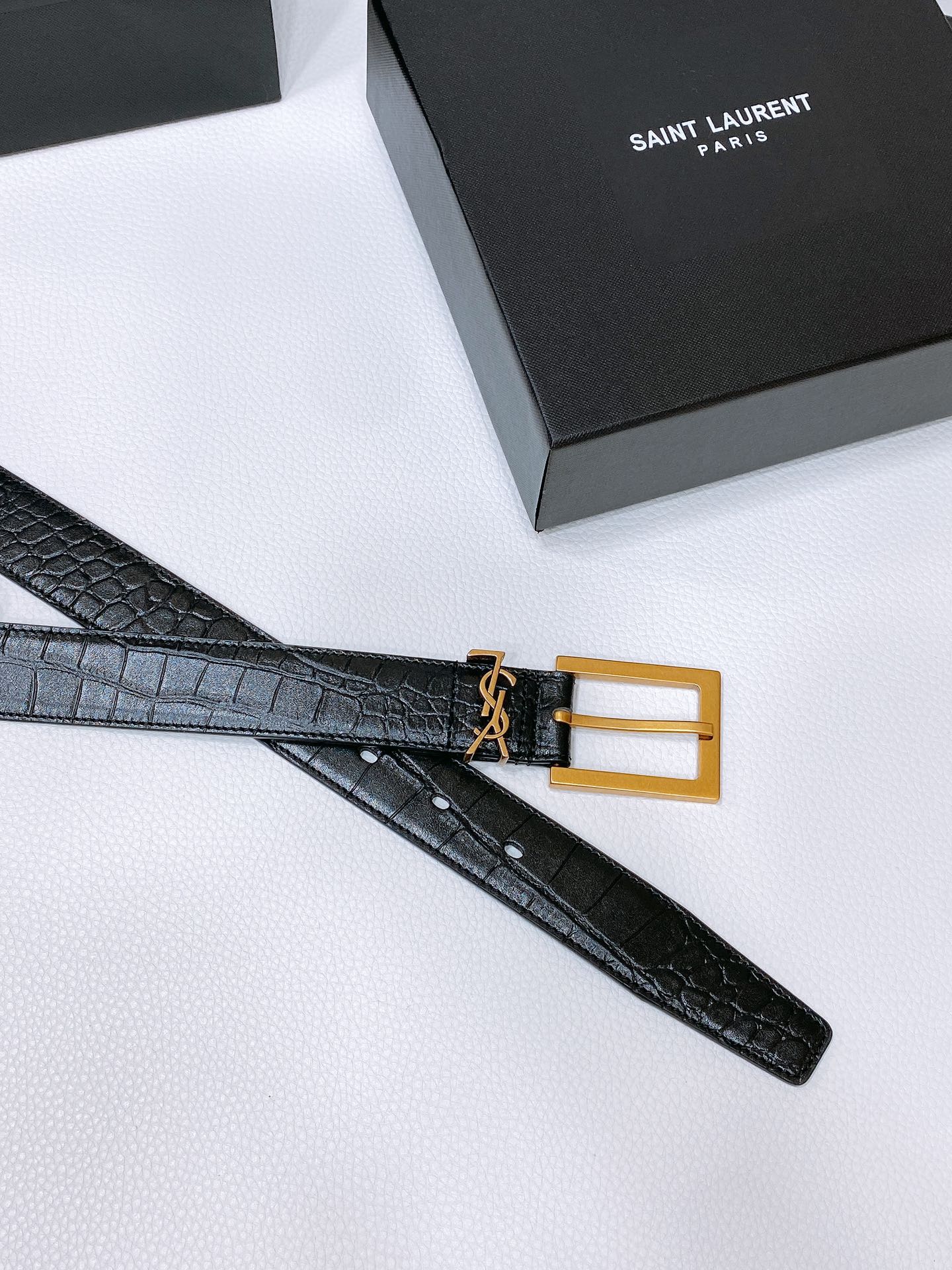 [YSL Belts]Saint Laurent SalnT.LAuRENT.PARIS. LECASSANDRE grained sheep leat