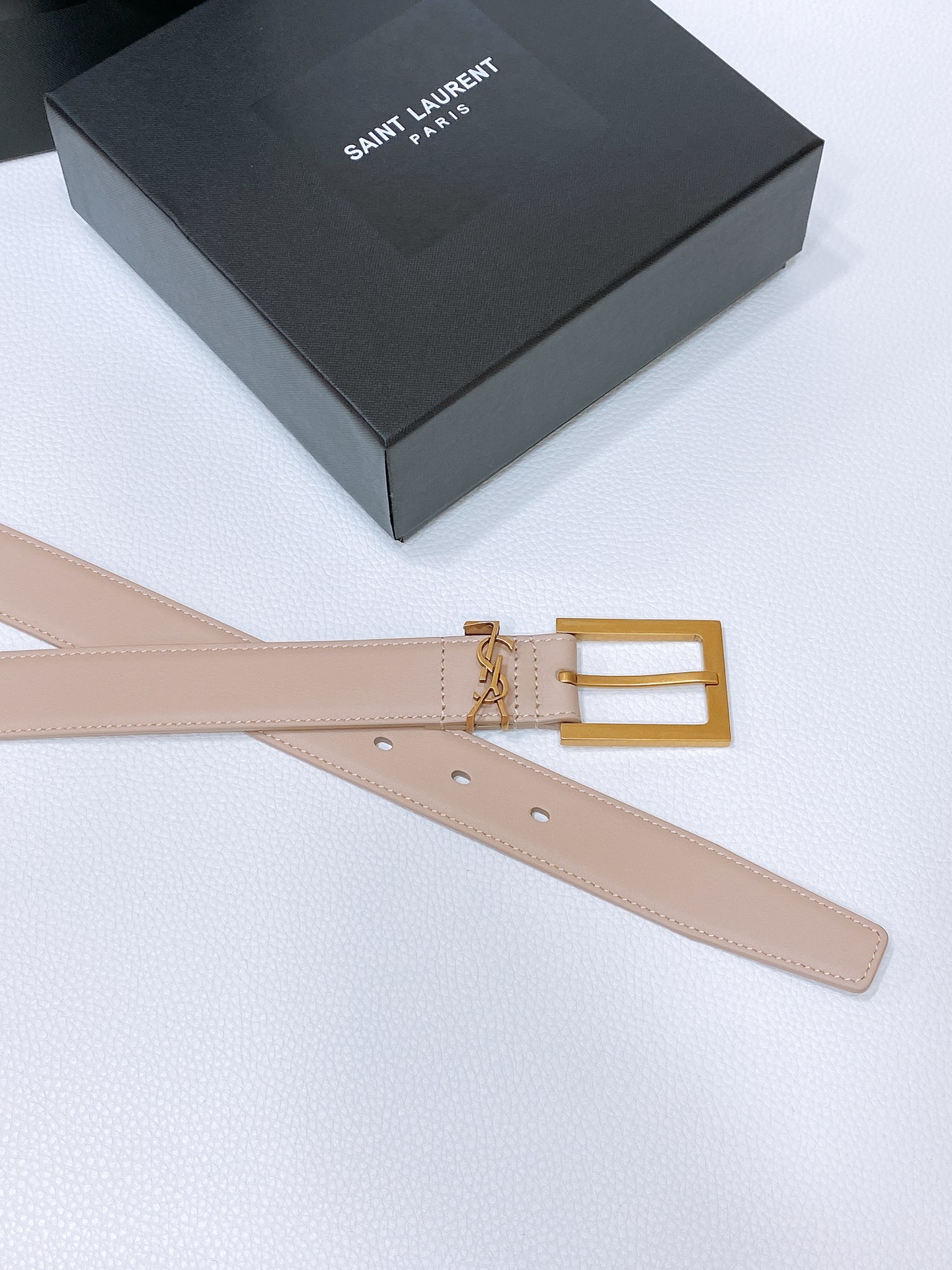 [YSL Belts]Saint Laurent SalnT.LAuRENT.PARIS. LECASSANDRE grained sheep leat