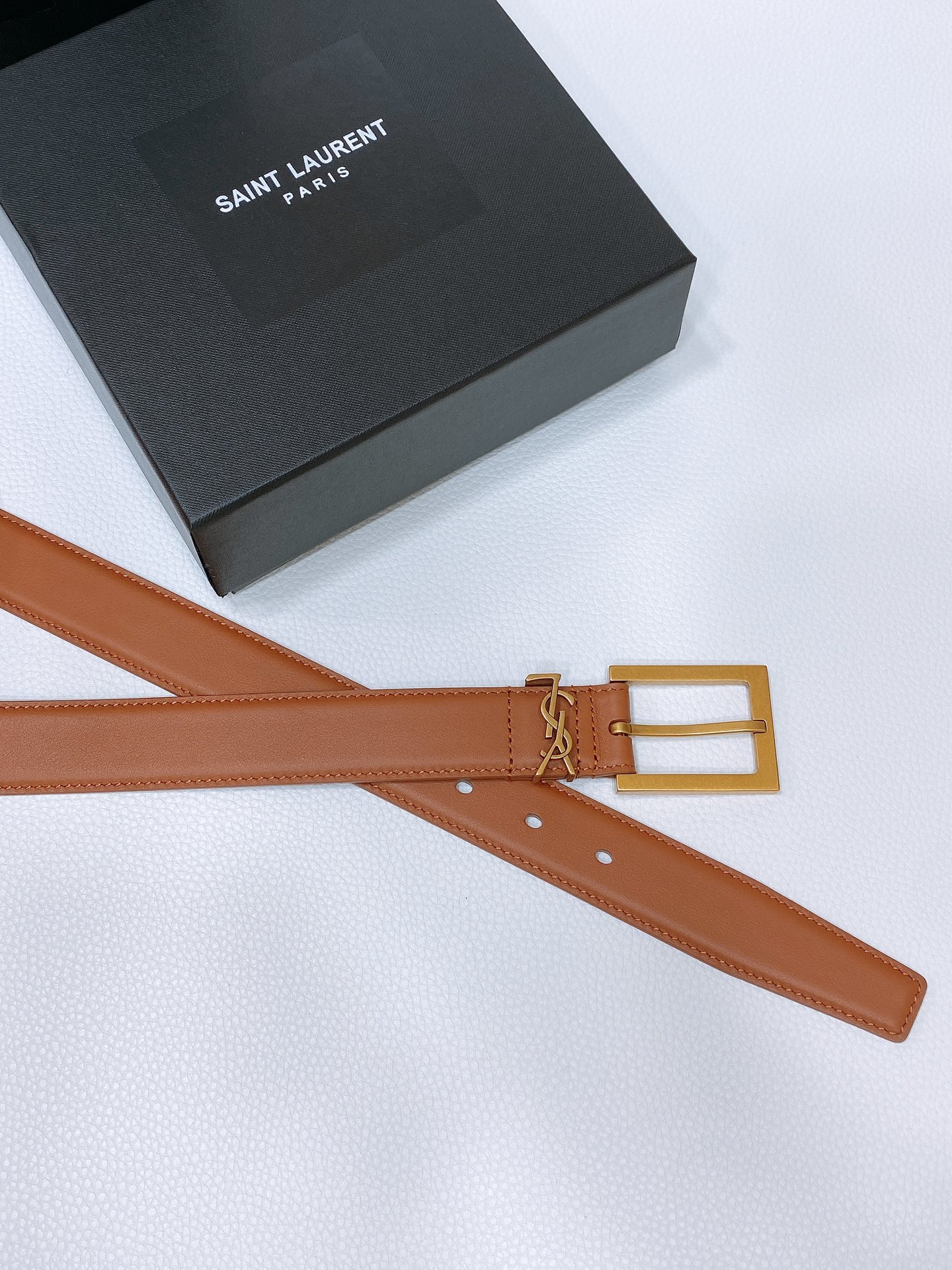 [YSL Belts]Saint Laurent SalnT.LAuRENT.PARIS. LECASSANDRE grained sheep leat