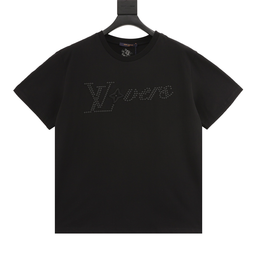 Louis Vuitton Clothing T-Shirt Embroidery Cotton Short Sleeve