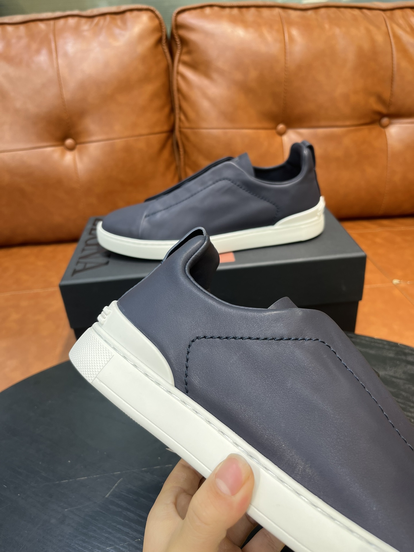 Ermenegildo Zegna Triple Stitch Leather Sneakers - Slip-On Style & Comfort 5 i1715496247 111 4