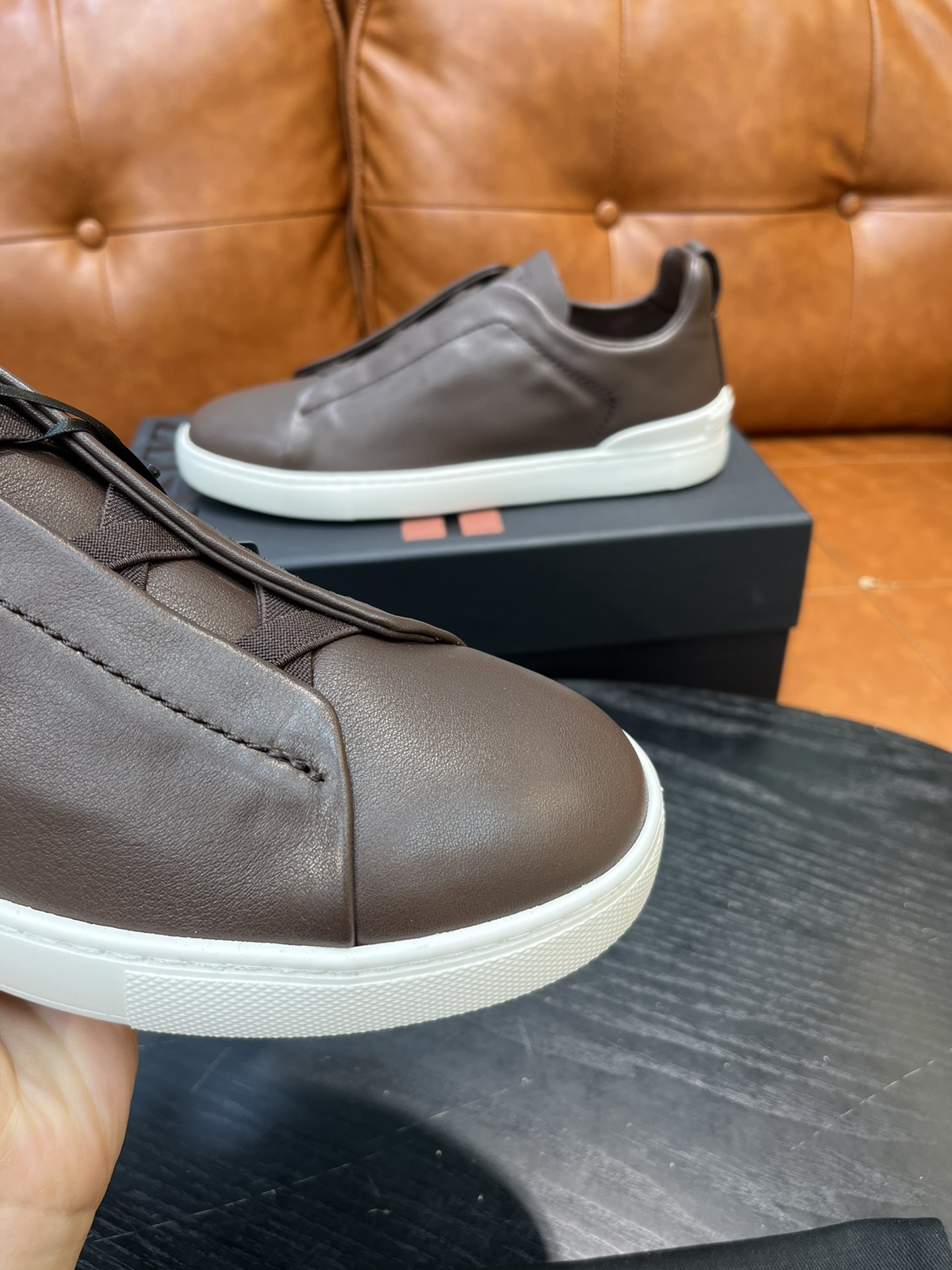 Ermenegildo Zegna Triple Stitch Leather Slip-On Sneakers - Casual Style 4 i1715496259 5694 3