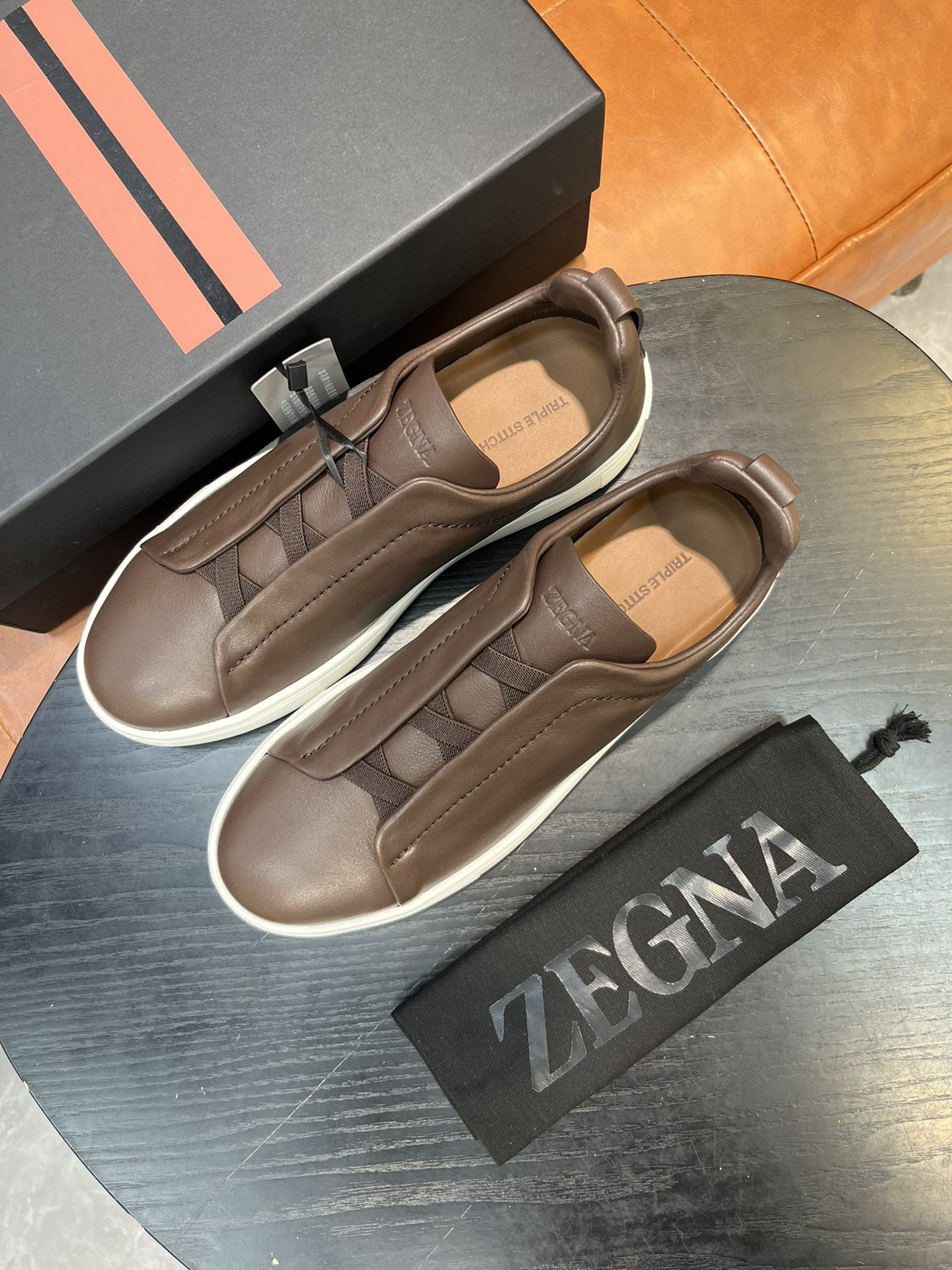 Ermenegildo Zegna Triple Stitch Leather Slip-On Sneakers - Casual Style 2 i1715496259 8227 1