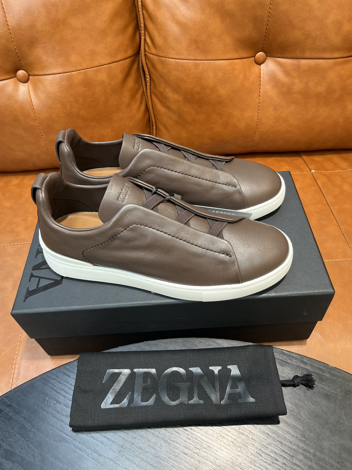 Ermenegildo Zegna Triple Stitch Leather Slip-On Sneakers - Casual Style 9 i1715496259 8275 8