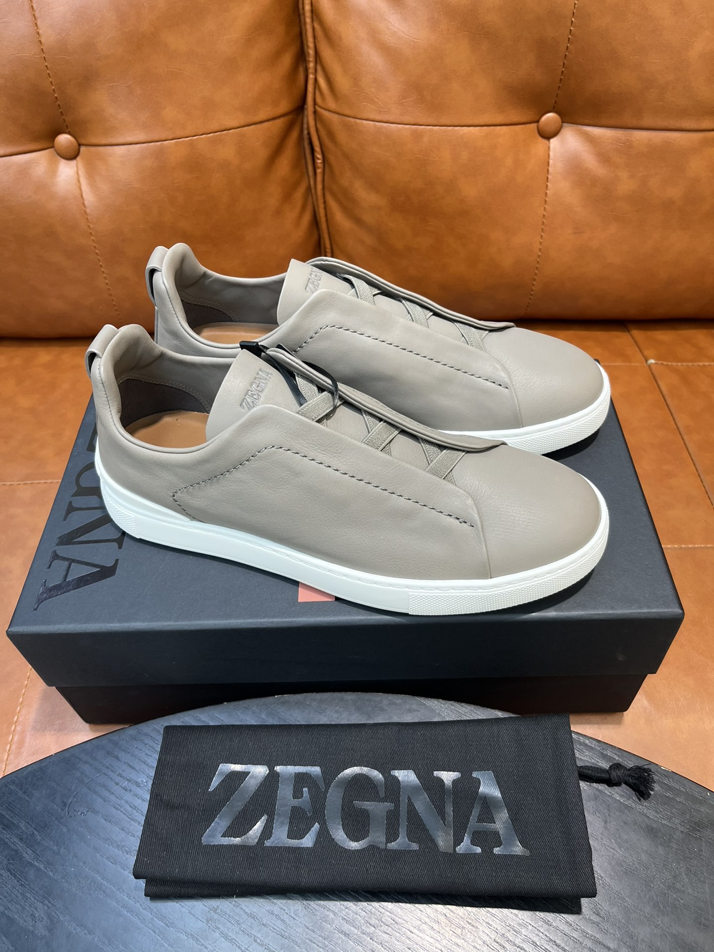 Ermenegildo Zegna Triple Stitch Leather Sneakers - Slip-On Style & Lightweight 10 i1715496277 1053 8