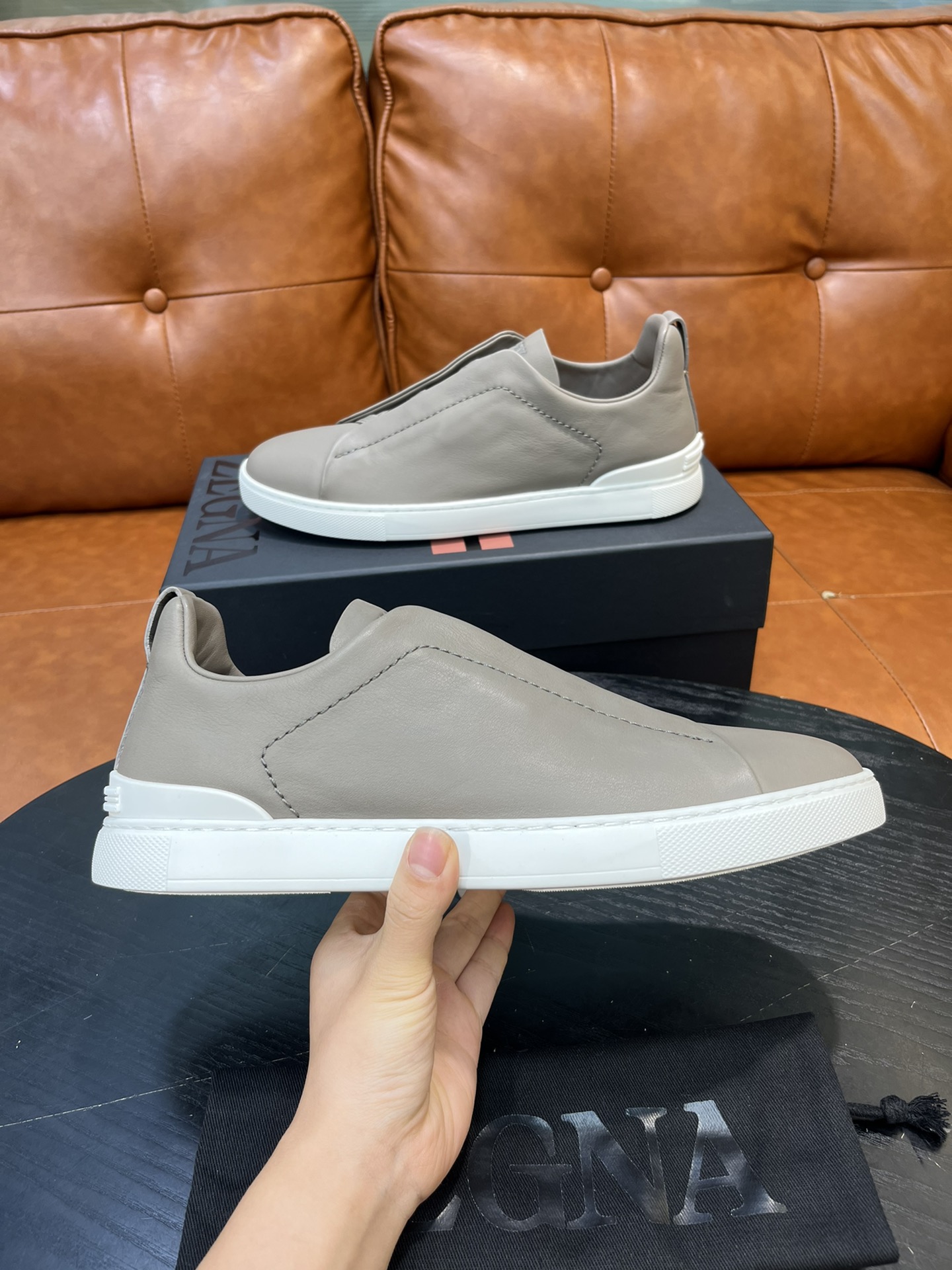 Ermenegildo Zegna Triple Stitch Leather Sneakers - Slip-On Style & Lightweight 8 i1715496277 1864 6
