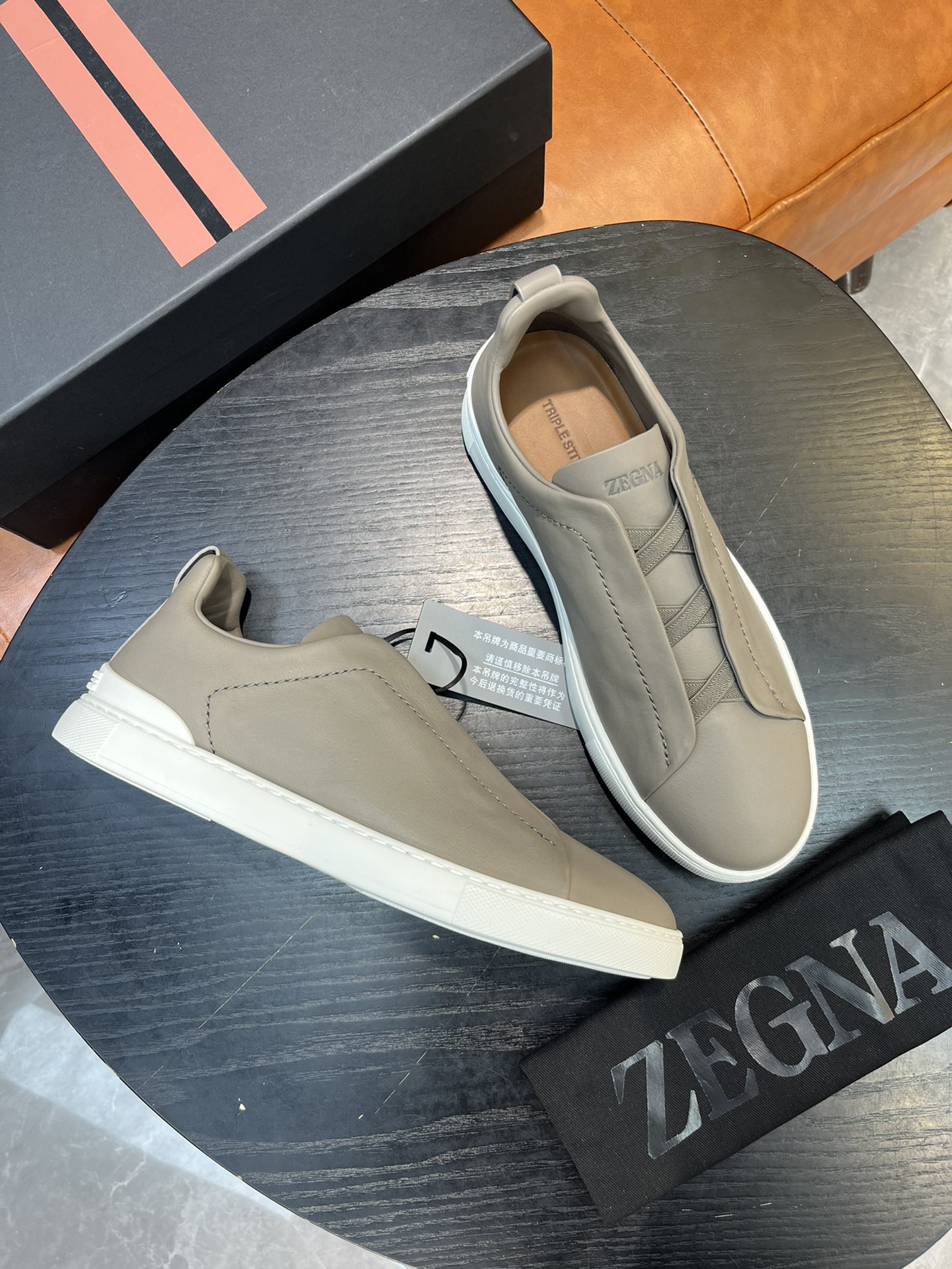 Ermenegildo Zegna Triple Stitch Leather Sneakers - Slip-On Style & Lightweight 9 i1715496277 5252 7
