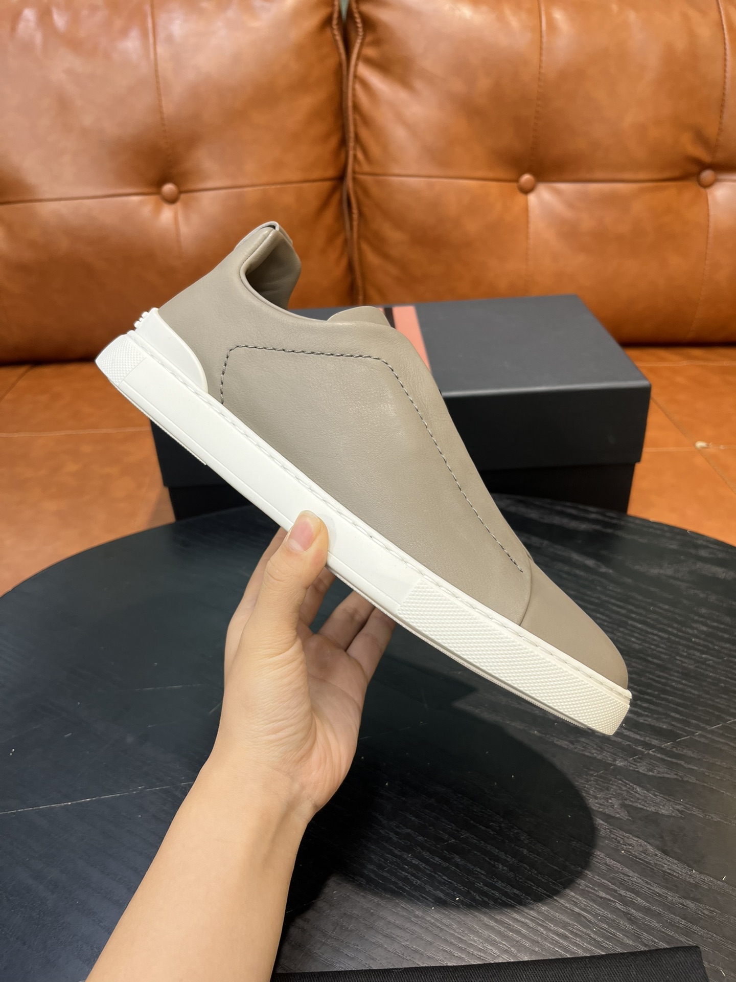 Ermenegildo Zegna Triple Stitch Leather Sneakers - Slip-On Style & Lightweight 2 i1715496277 74 0