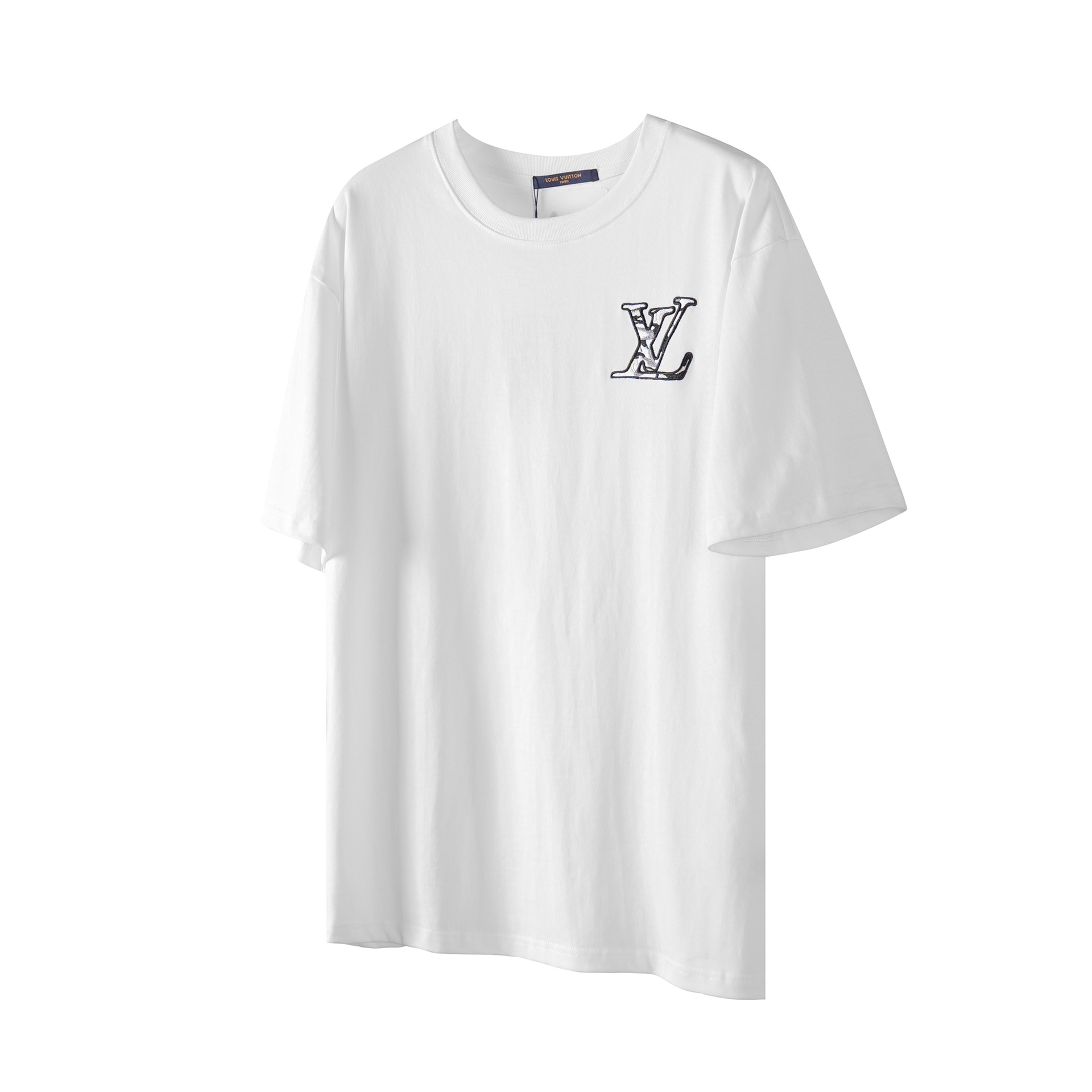 Louis Vuitton Ropa Camiseta Negro Blanco Bordado Universal para hombres y mujeres Peinado Algodón Fashion Manga corta