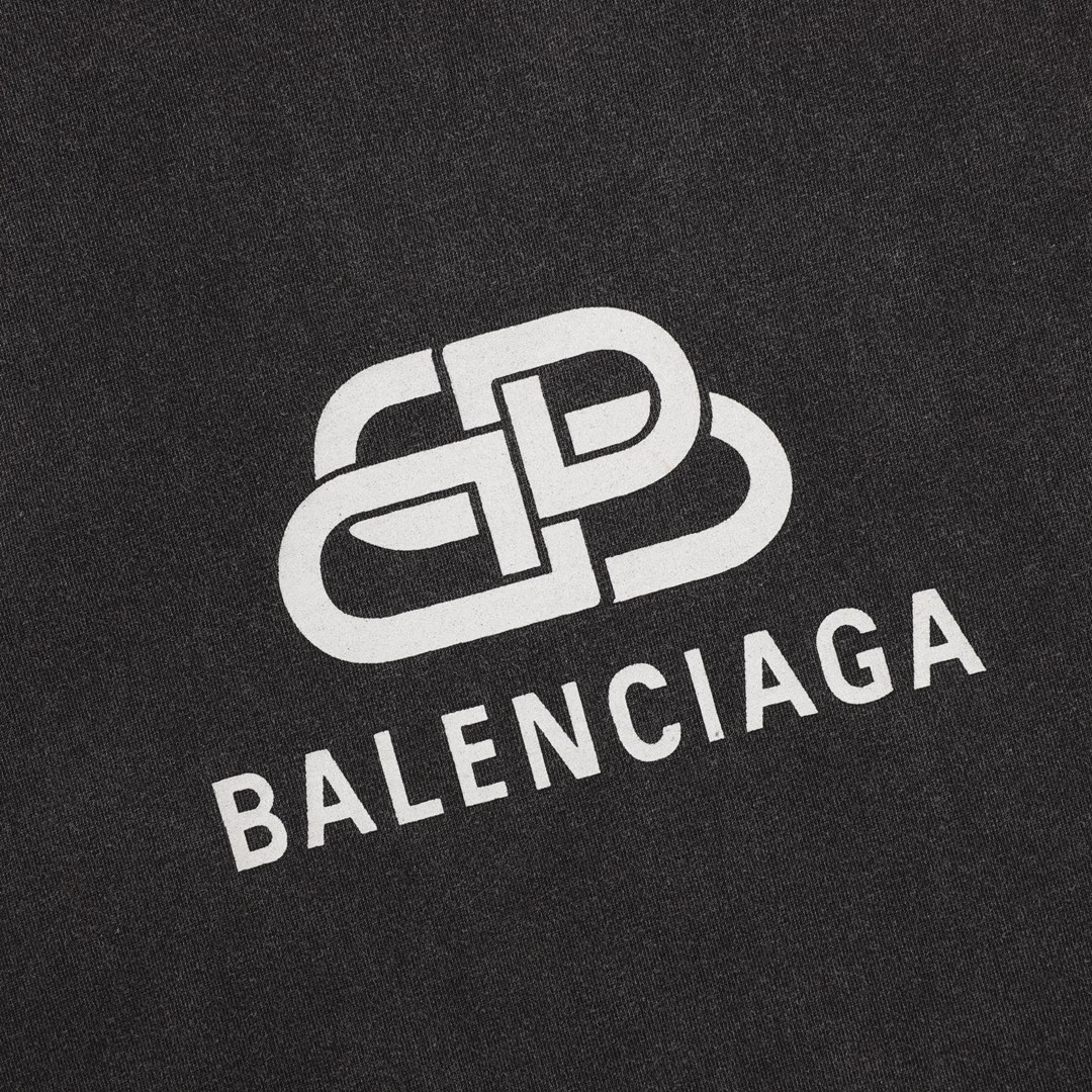 balenciaga/巴黎世家 经典水洗做旧锁扣印花短袖