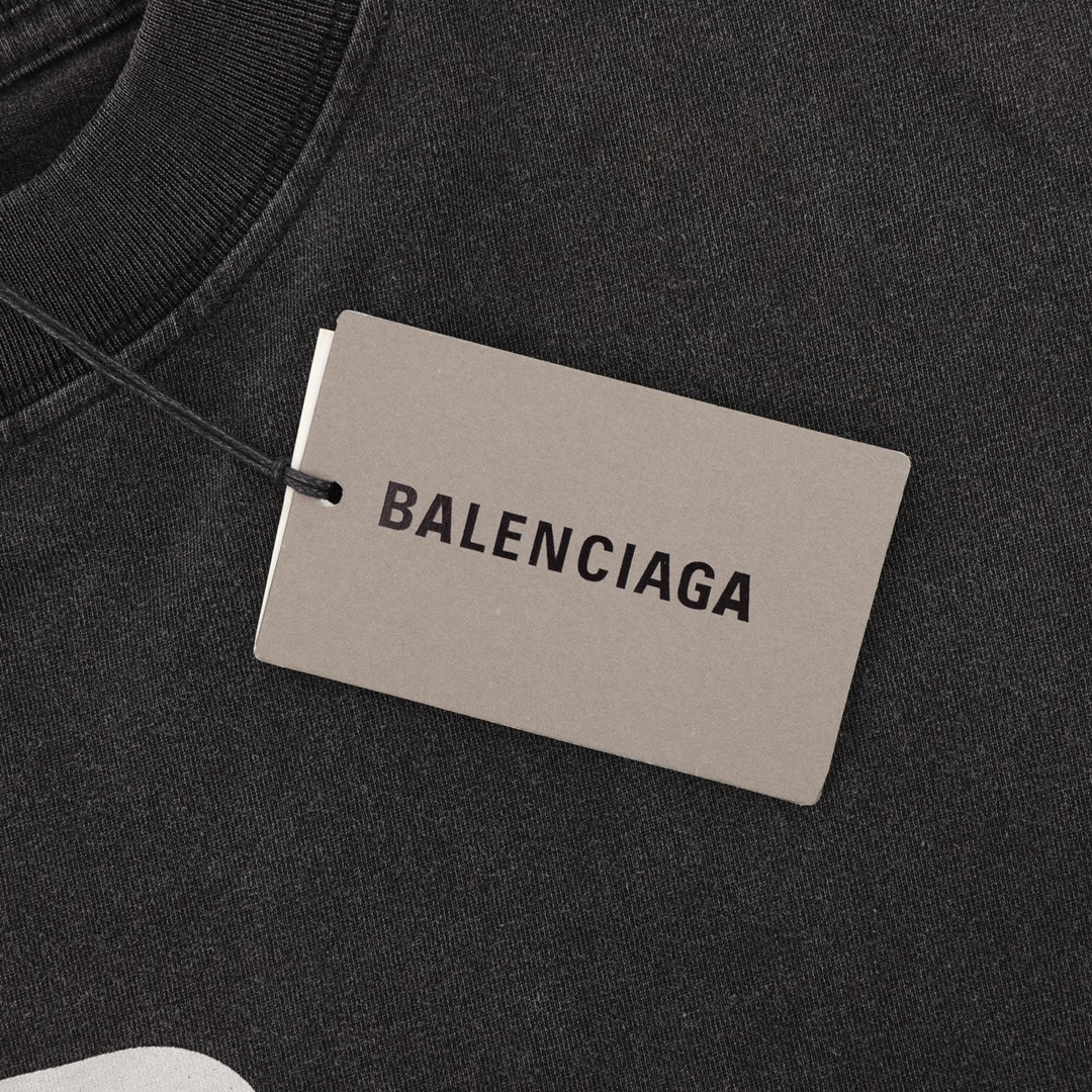 balenciaga/巴黎世家 经典水洗做旧锁扣印花短袖