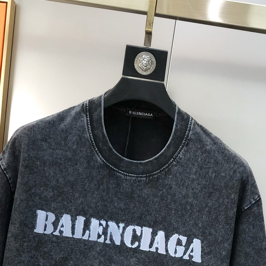 Bal*nciaga巴黎世家2024春夏新款原单男士圆领短袖T恤专柜同步售卖做旧系列高端品质高版本OS版
