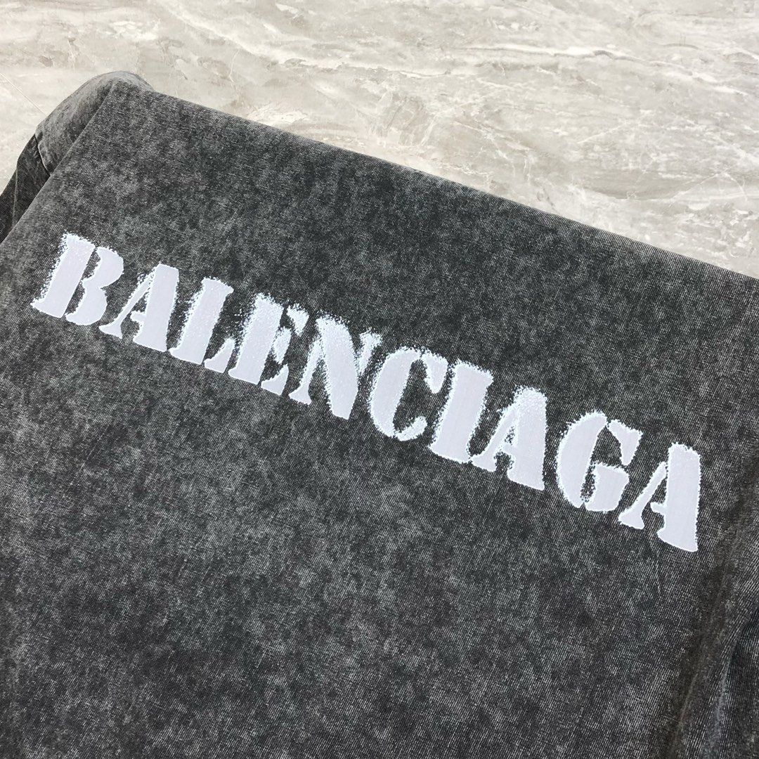Bal*nciaga巴黎世家2024春夏新款原单男士圆领短袖T恤专柜同步售卖做旧系列高端品质高版本OS版