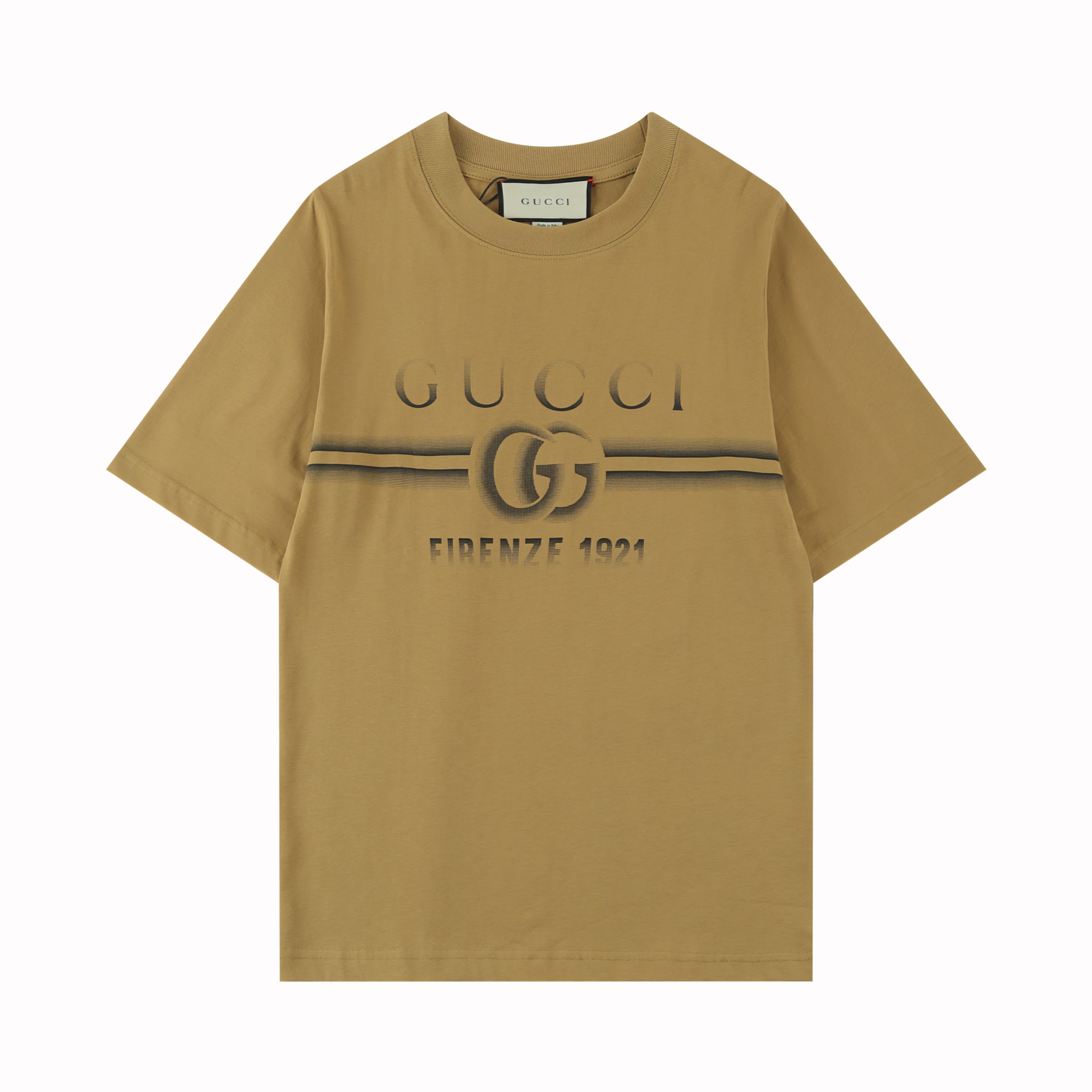 GUCC Gu*2024SS primavera/verano camiseta de manga corta nueva, roja doble G Firenze 1921 estampado desgastado, tecnolog…