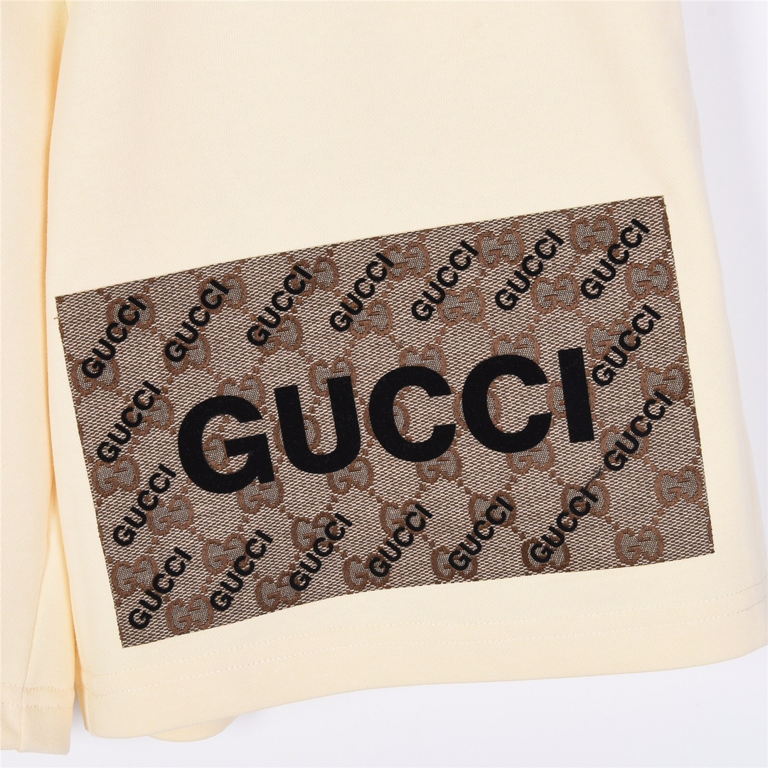 Gucci 古驰2024夏季 贴布刺绣植绒logo短裤