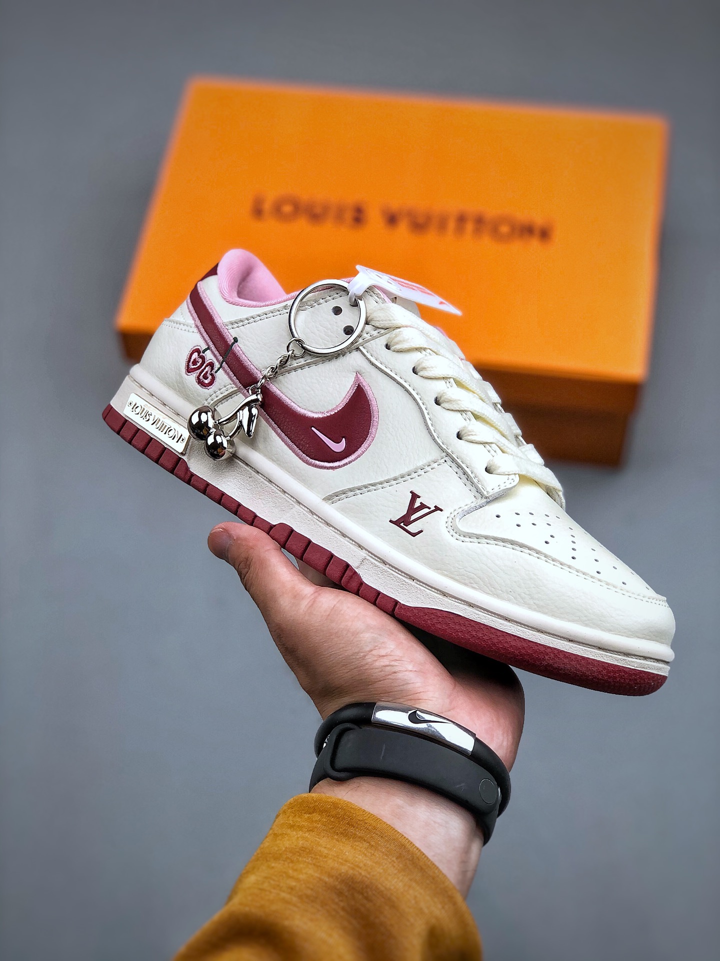 Louis Vuitton x Nike Dunk Low 'Cherry Valentine' Designer Sneakers