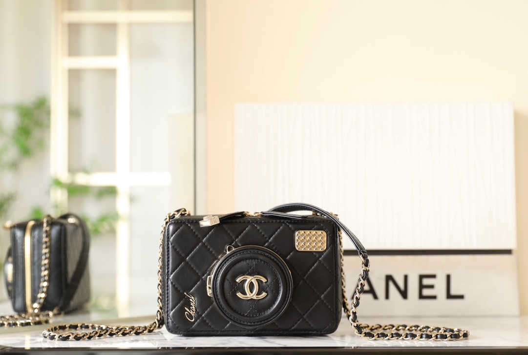 Chanel Camera Bags Black Gold Hardware Lambskin Sheepskin Spring/Summer Collection