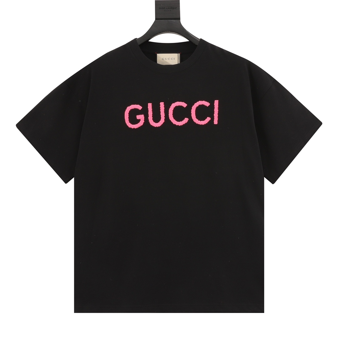 Gucci Odzież T-Shirt Różowy Hafty Unisex Bawełna Krótki rękaw