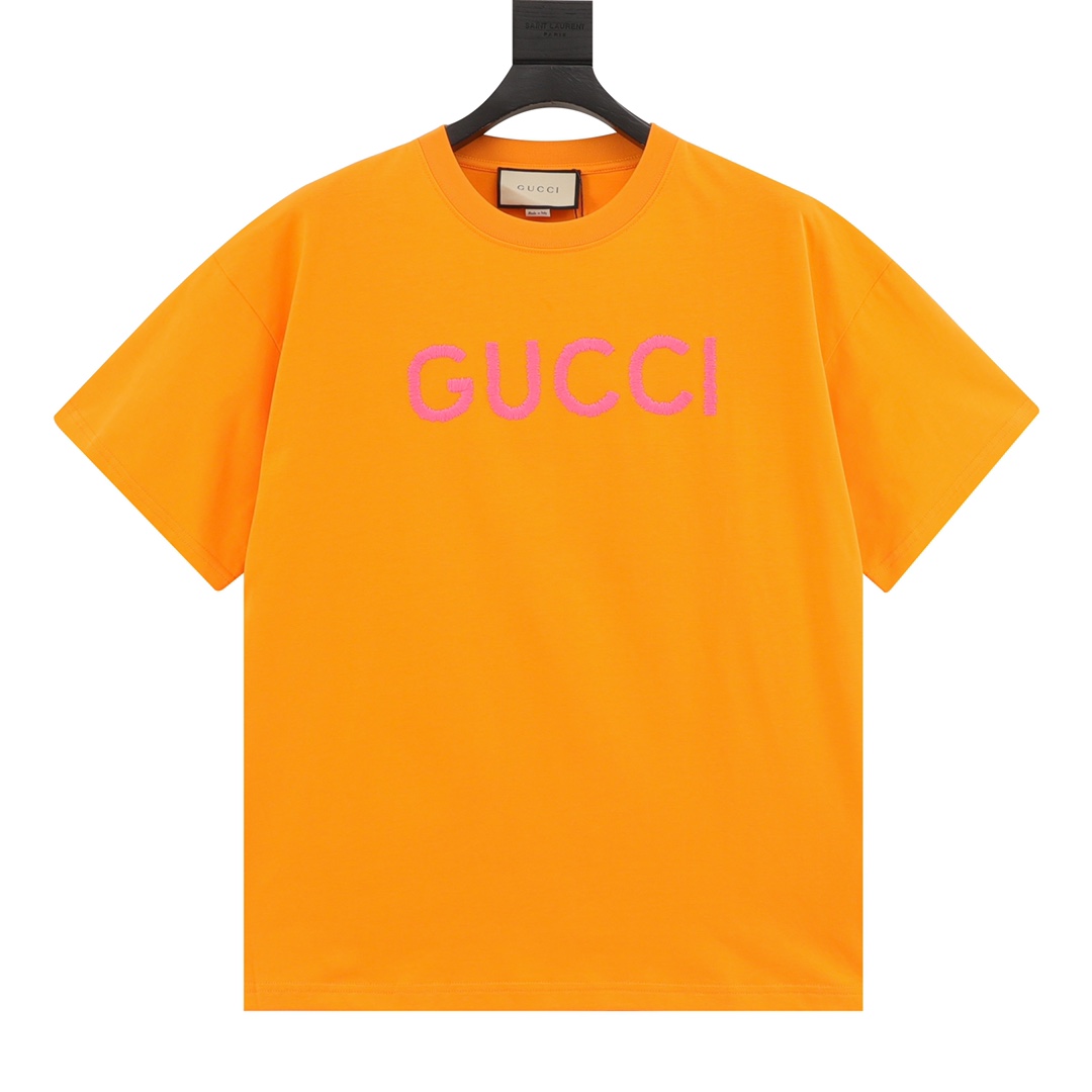Replika 1: 1 Wysoka jakość
 Gucci Odzież T-Shirt Różowy Hafty Unisex Bawełna Krótki rękaw