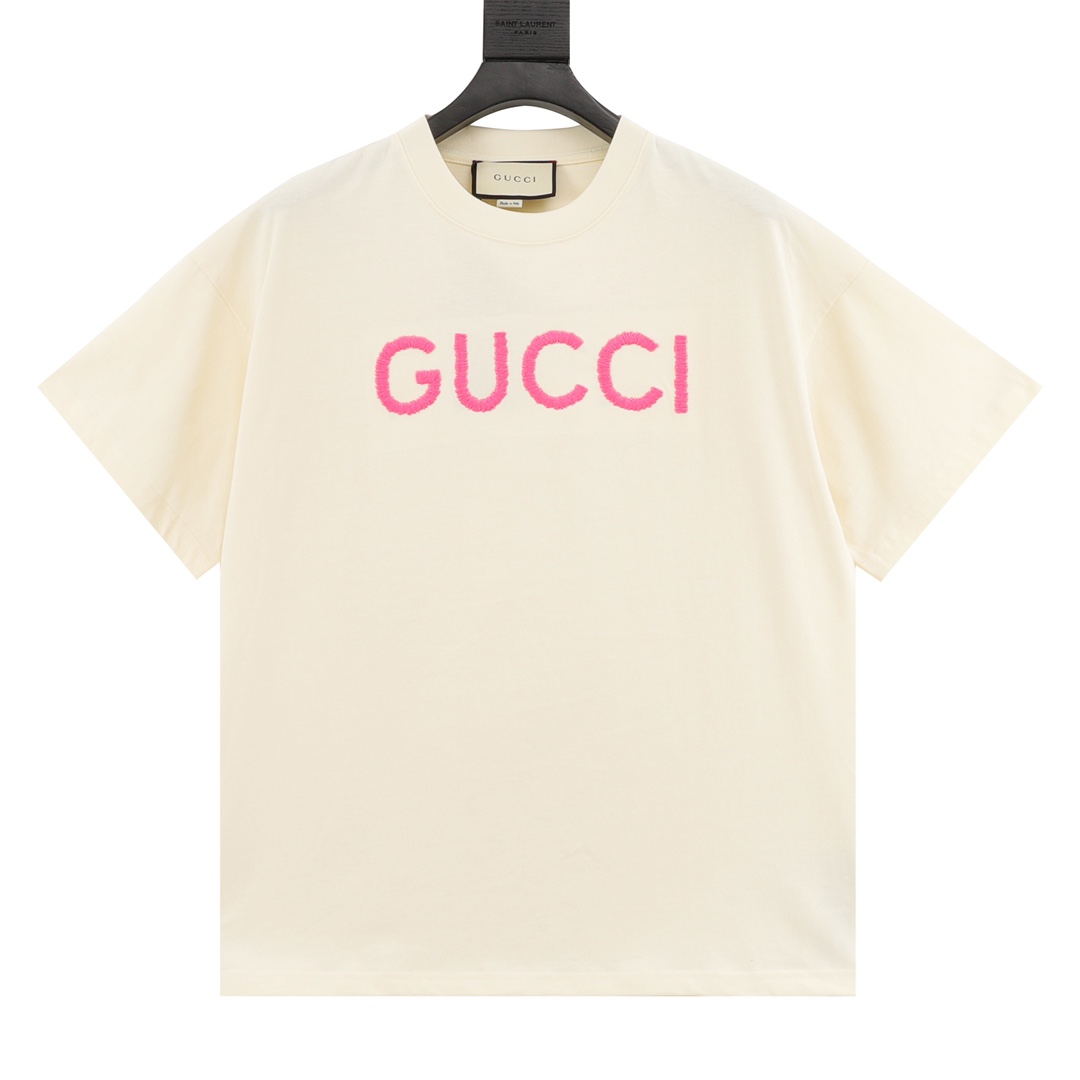 Gucci Podróbka
 Odzież T-Shirt Różowy Hafty Unisex Bawełna Krótki rękaw