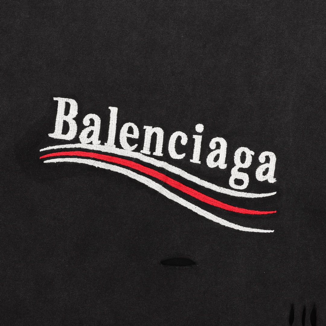 balenciaga/巴黎世家 经典水洗做旧刺绣可乐短袖