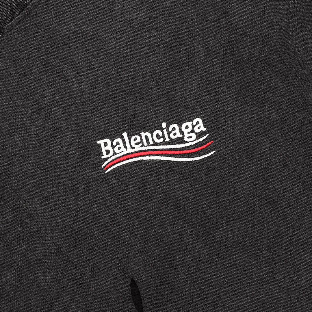 balenciaga/巴黎世家 经典水洗做旧刺绣可乐短袖