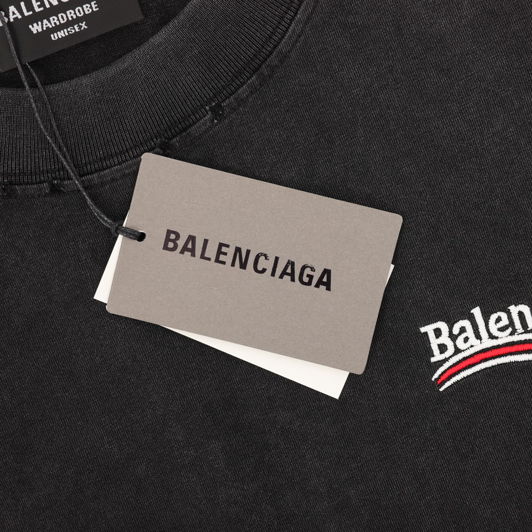 balenciaga/巴黎世家 经典水洗做旧刺绣可乐短袖