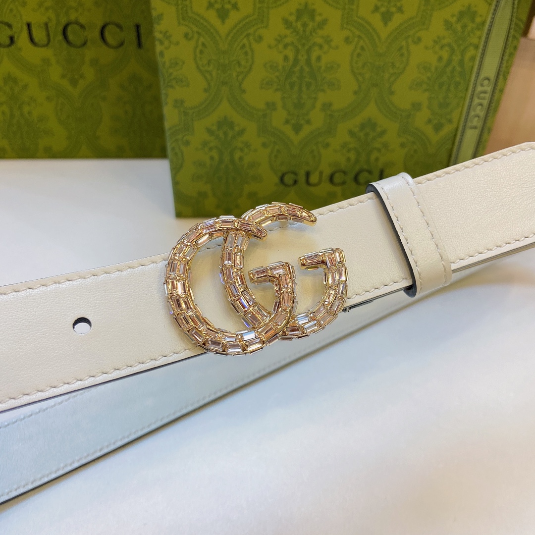 Gucci古奇官网新款正品规格3.0cm搭配头层小牛皮腰带时尚百搭