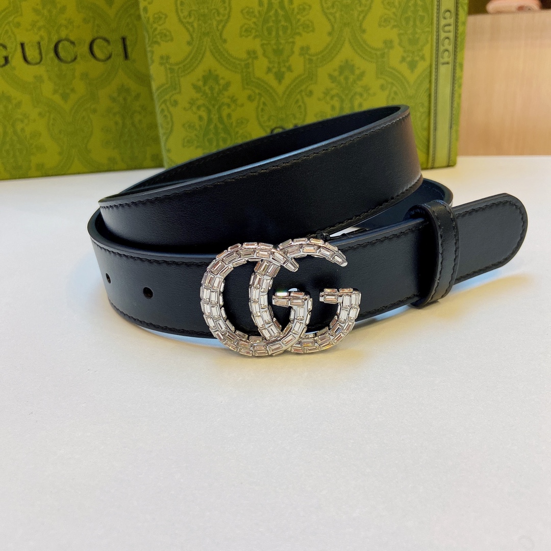 Gucci古奇官网新款正品规格3.0cm搭配头层小牛皮腰带时尚百搭