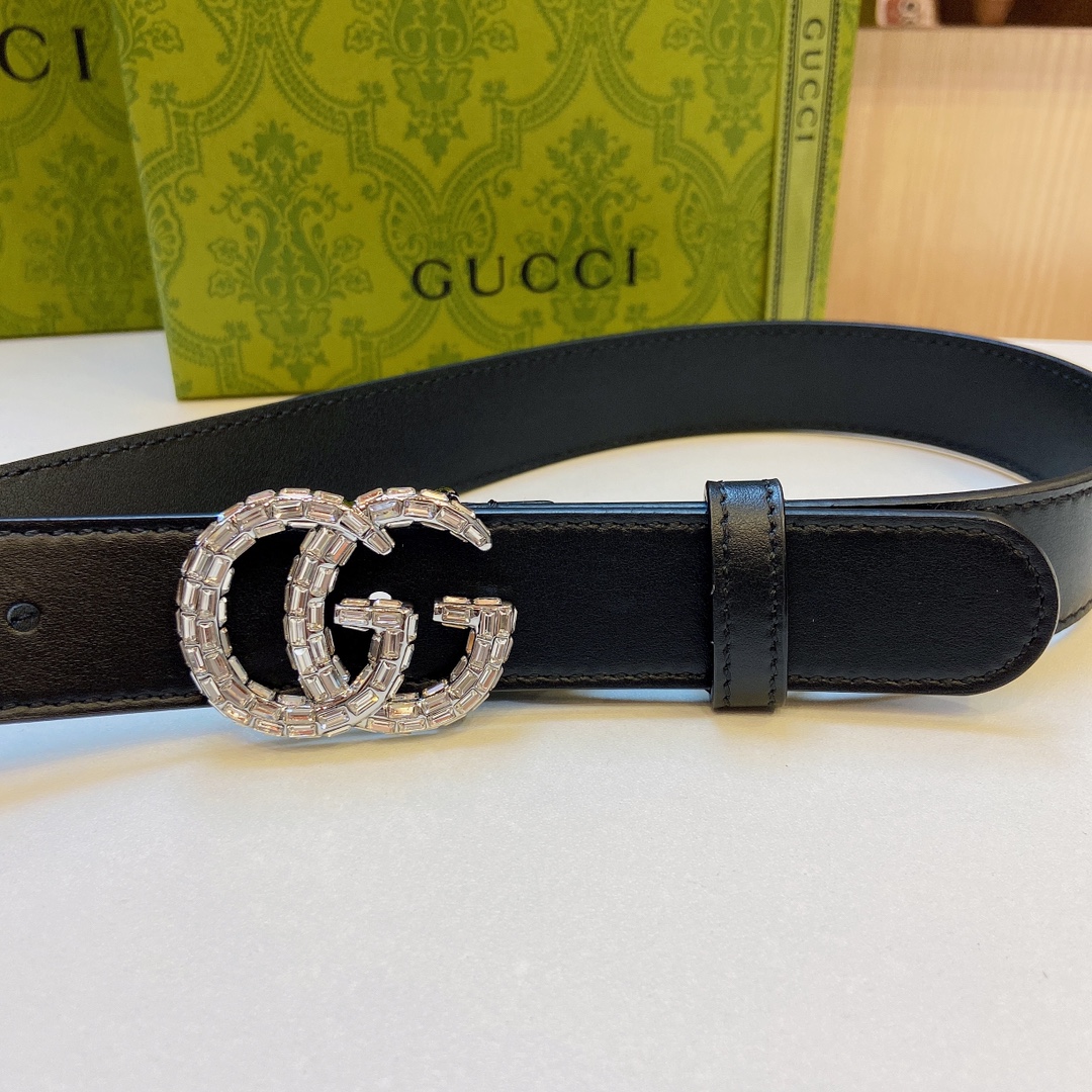 Gucci古奇官网新款正品规格3.0cm搭配头层小牛皮腰带时尚百搭