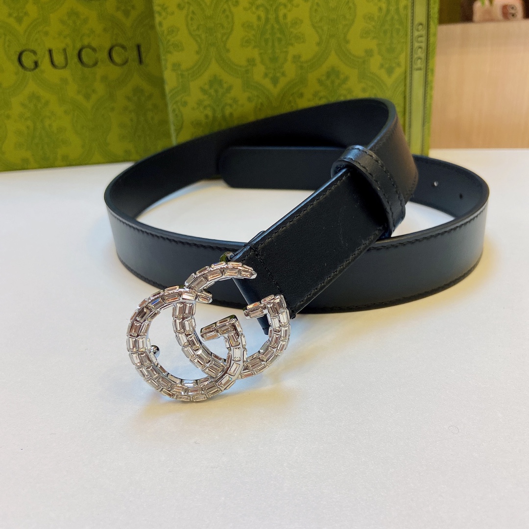 Gucci古奇官网新款正品规格3.0cm搭配头层小牛皮腰带时尚百搭