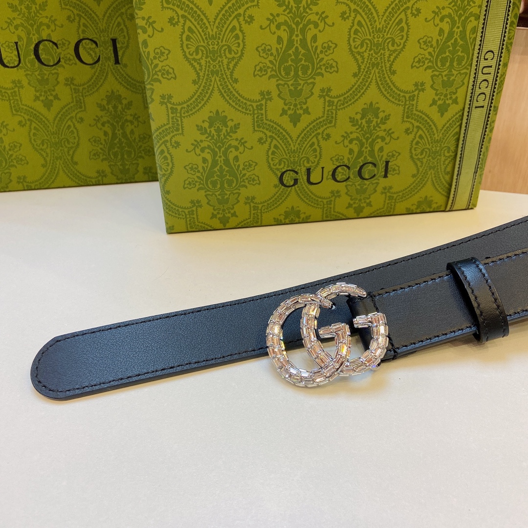 Gucci古奇官网新款正品规格3.0cm搭配头层小牛皮腰带时尚百搭